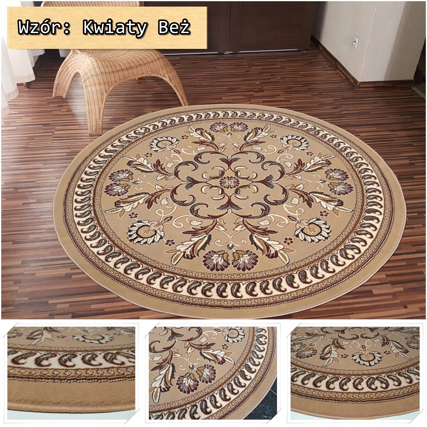 Solid Belgian Carpets Alfa Koło Round 120cm 120x120 - various patterns! Length 120 cm