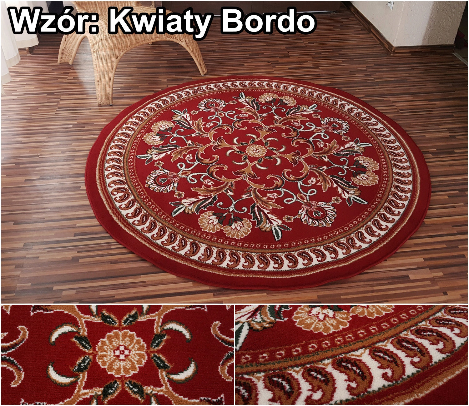 Solid Belgian Carpets Alfa Koło Round 120cm 120x120 - various patterns! Thickness 10 mm