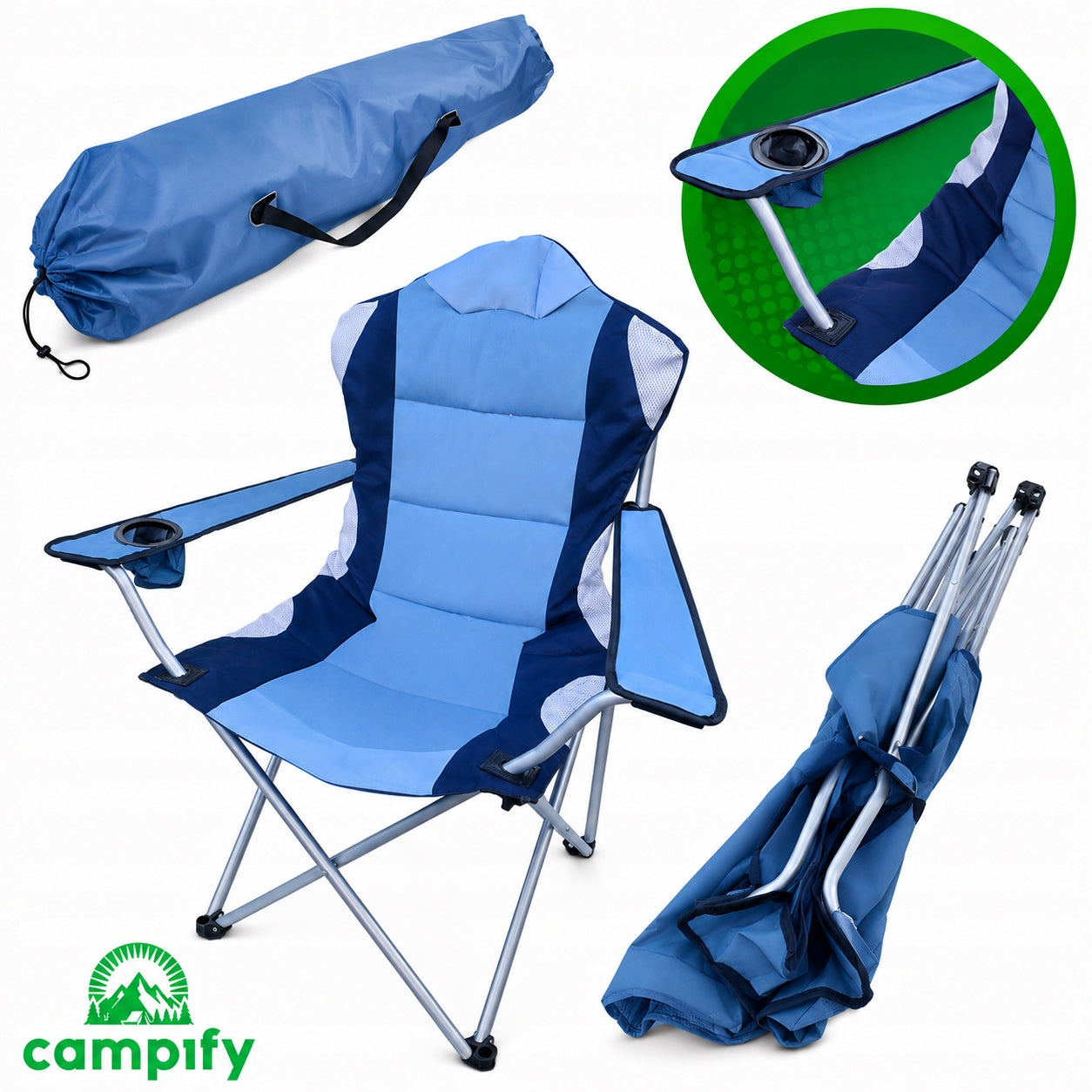 Solid Chair Fishing Chair Campify Folding 150 kg Cover Camping