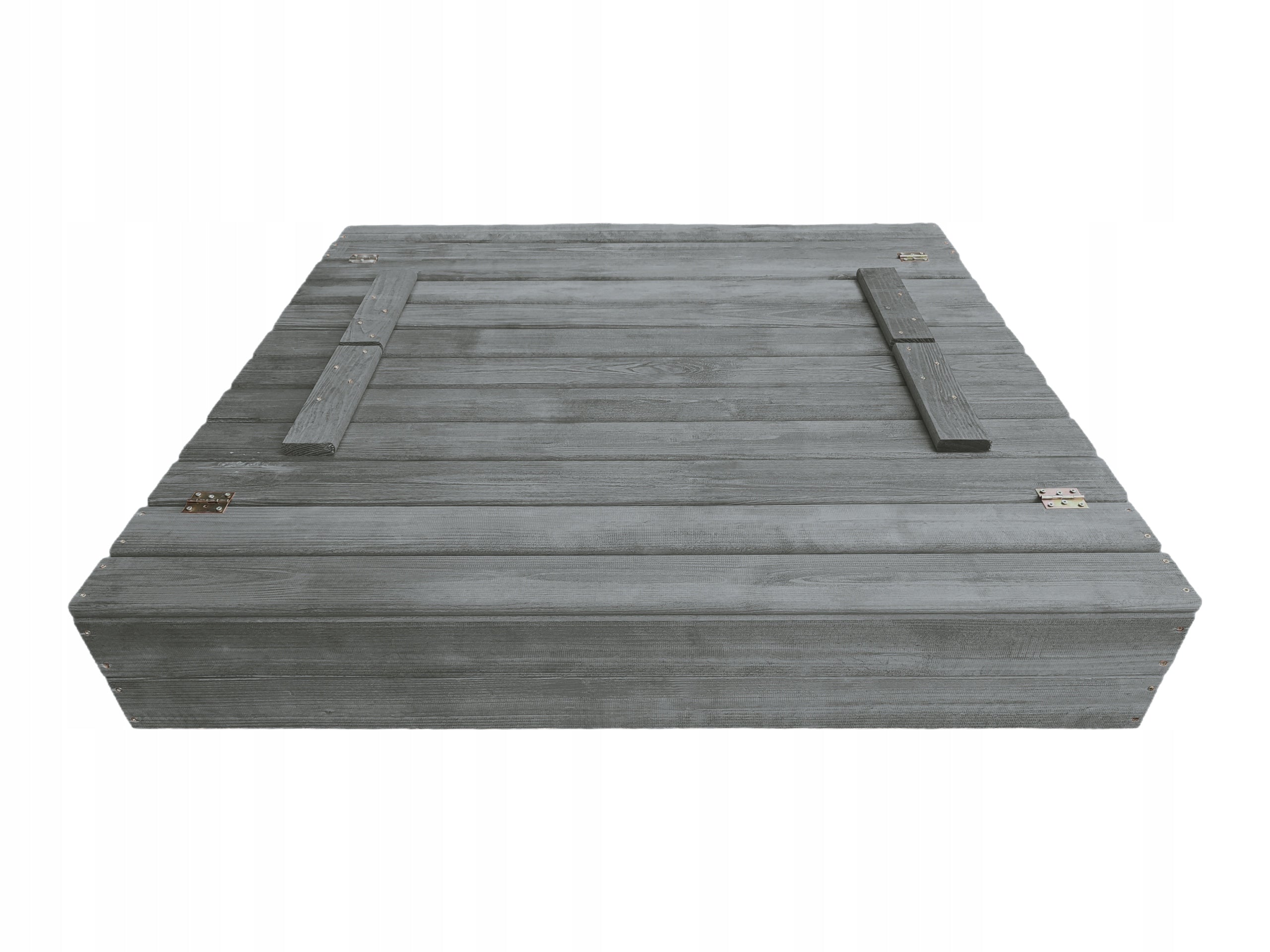 Solid Sandbox WOODEN 120x120 IMPREGNATED CLOSED WITH BENCHES GREY Length 120 cm