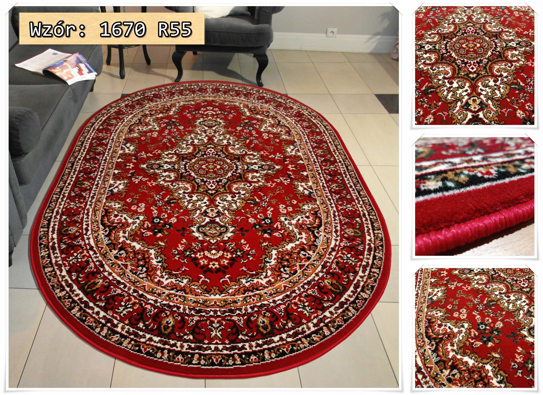 Solid Woven Carpet with Hair Oval BCF Alfa 150x210 OVAL Carpets Length 210 cm