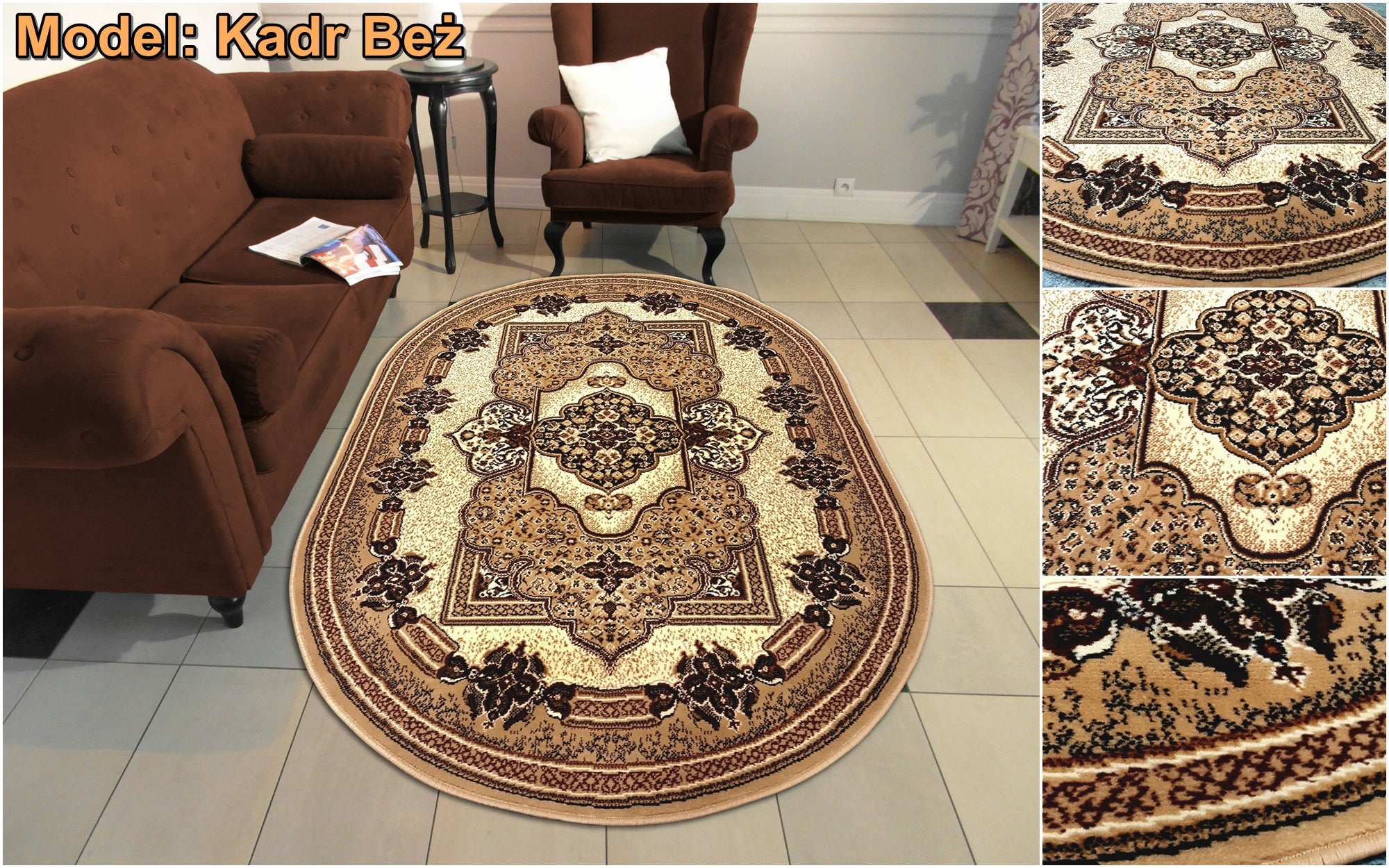 Solid Woven Carpet with Hair Oval BCF Alfa 150x210 OVAL Carpets Thickness 10 mm