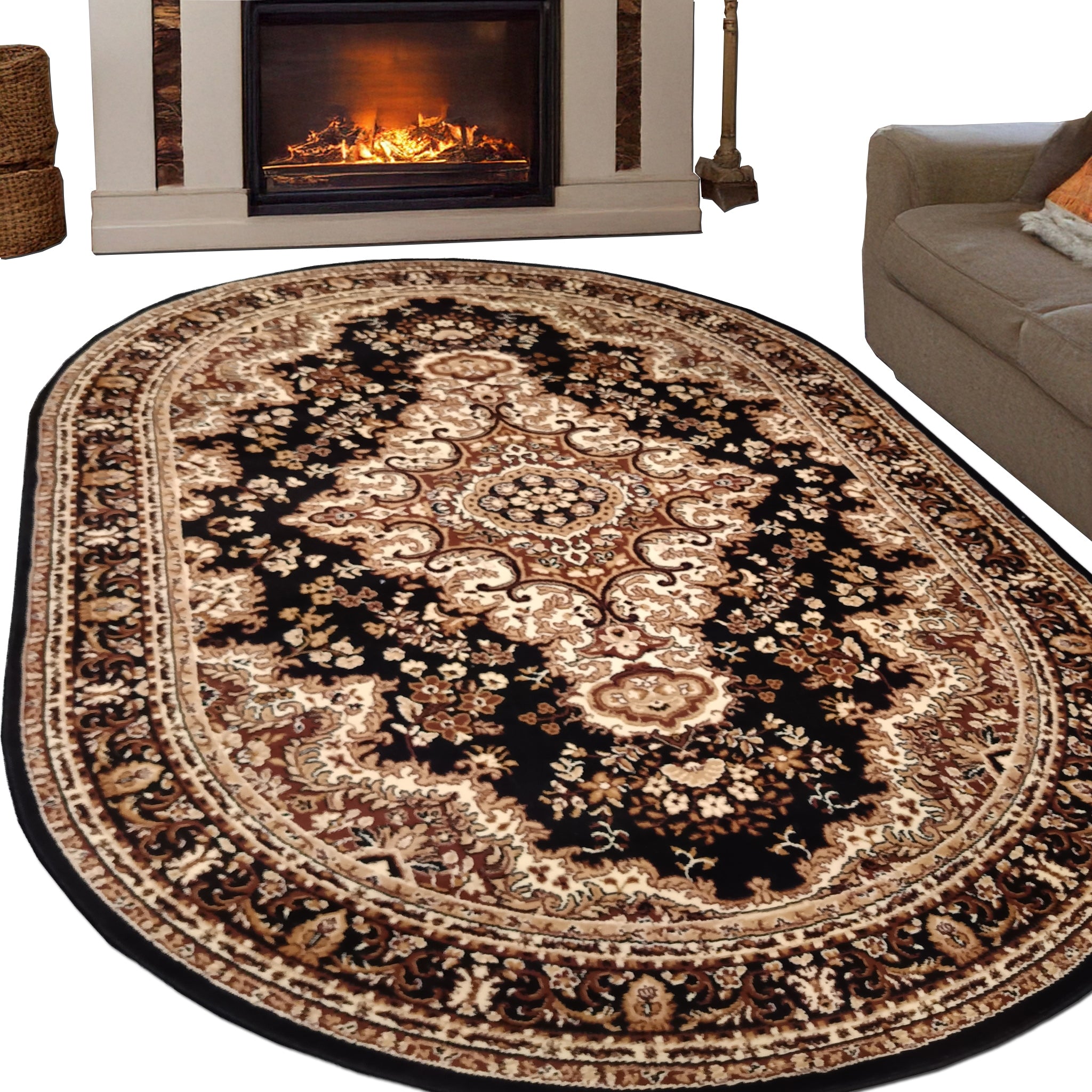 Solid Woven Carpet with Hair Oval BCF Alfa 150x210 OVAL Carpets