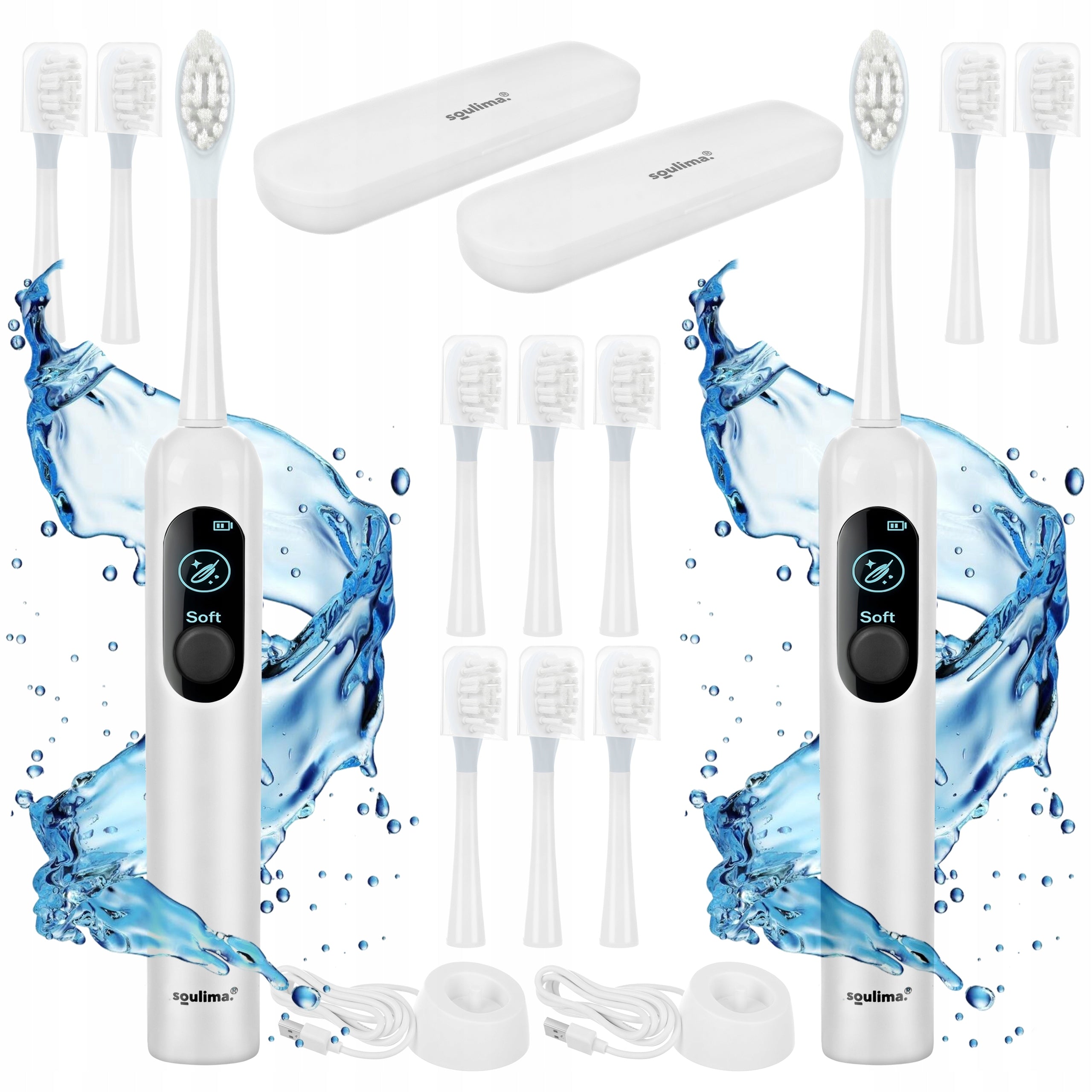 Sonic Toothbrush Electric Induction 12 Tips 6 Modes 2x