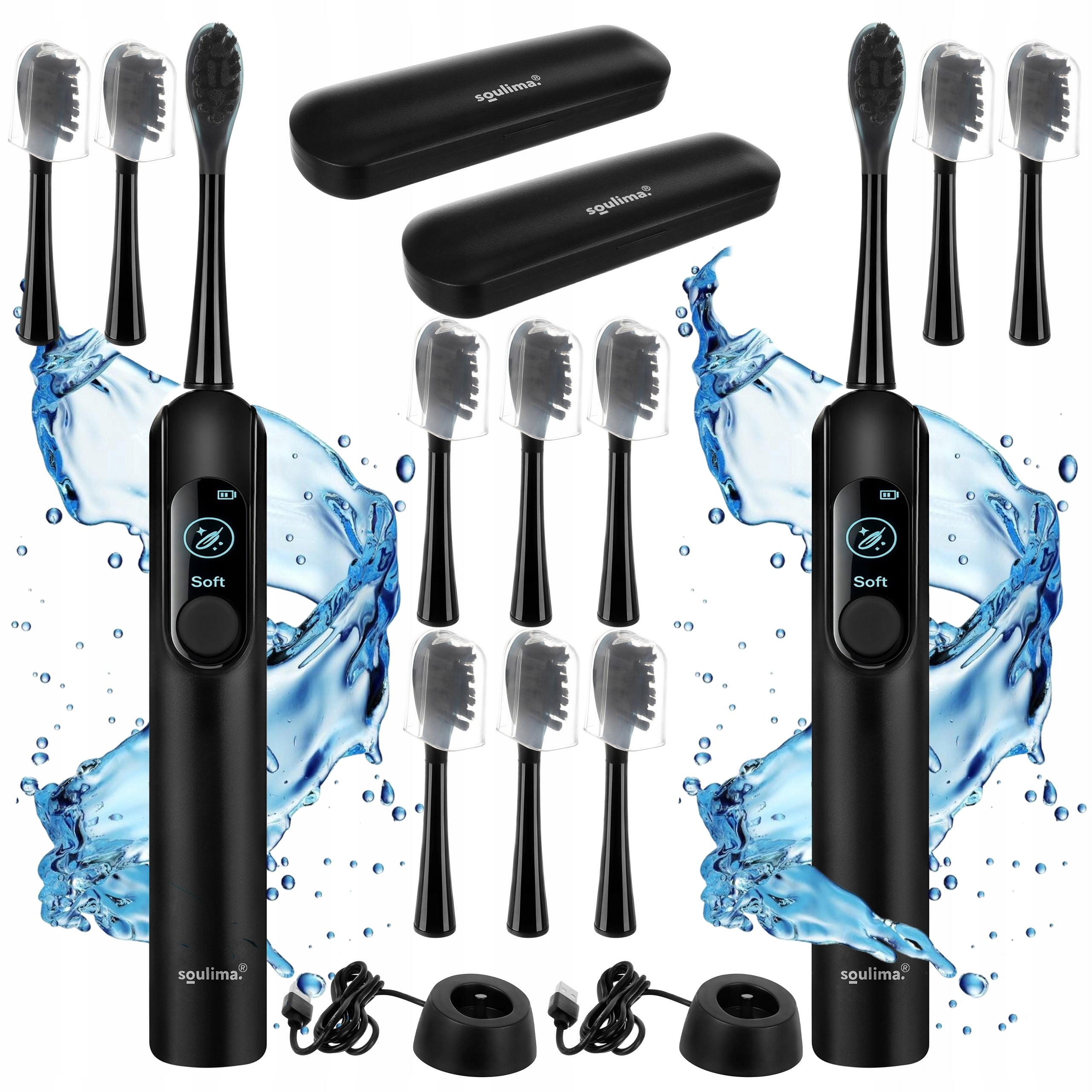Sonic Toothbrush Electric Induction 6 Modes 12 Tips 2x
