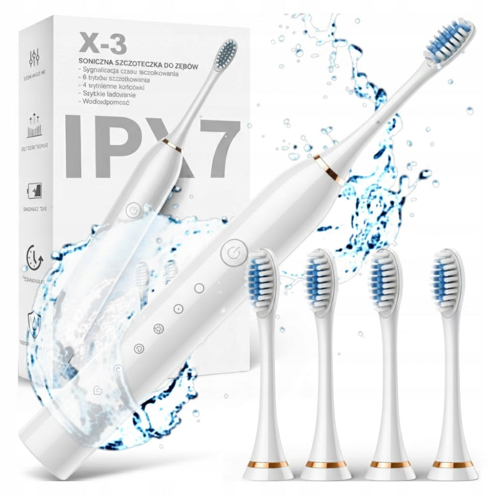 Sonic Toothbrush Electric Tips 4pcs 5 Modes USB White
