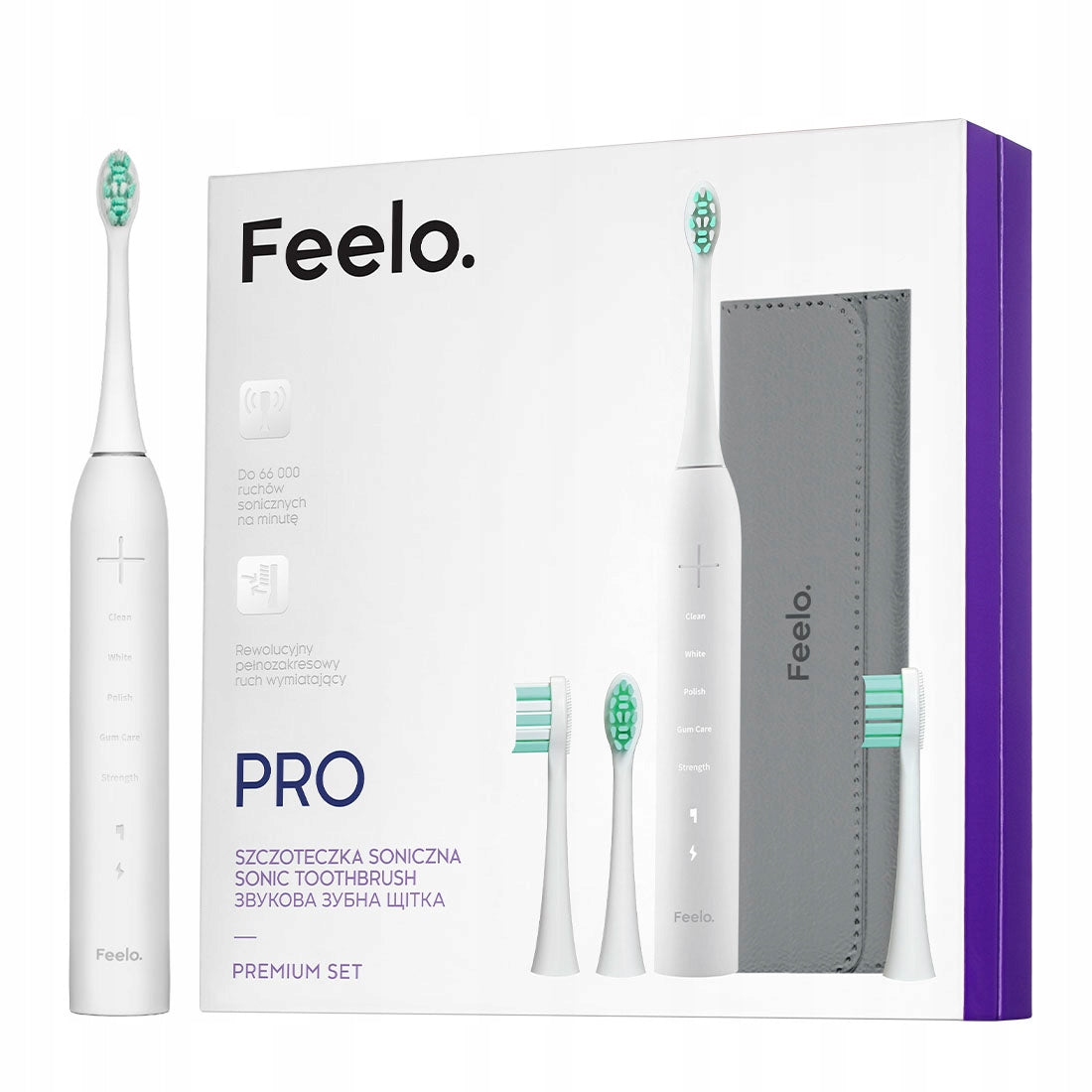 Sonic Toothbrush Feelo PRO White with case set PREMIUM