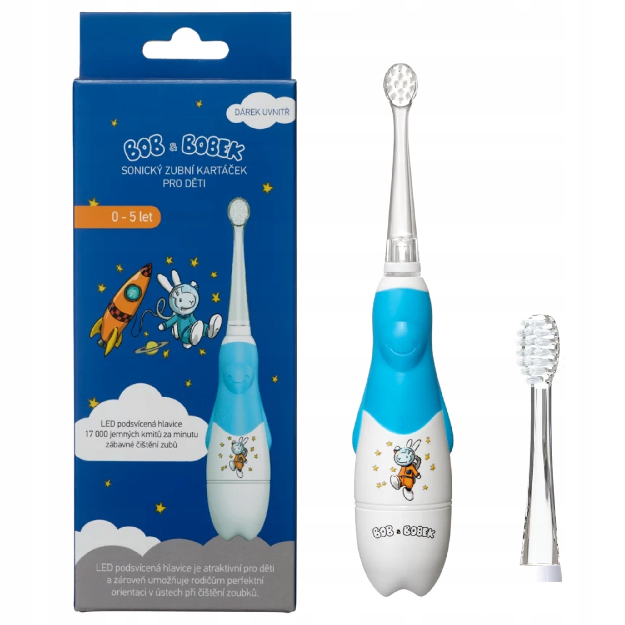Sonic Toothbrush Waterproof For Children 0-5Lat Bob and Bobek + 2 Tips