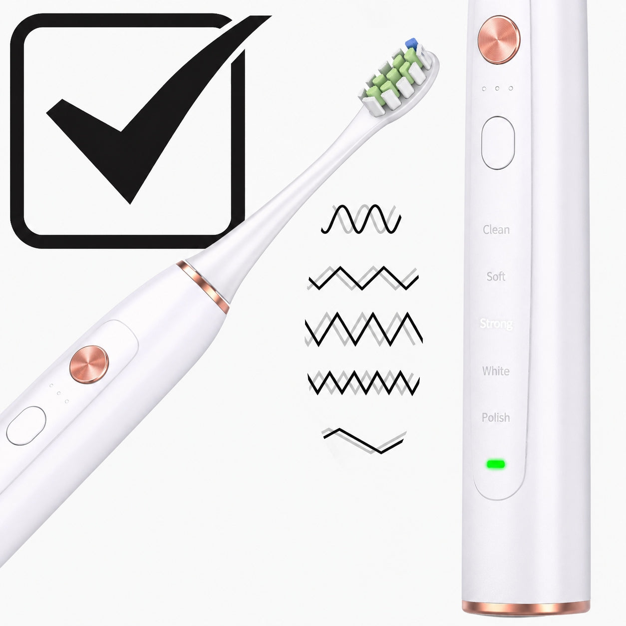 Sonic electric toothbrush 6 tips INDUCTION 80tys r/m 15 TR WHITE Medical device no