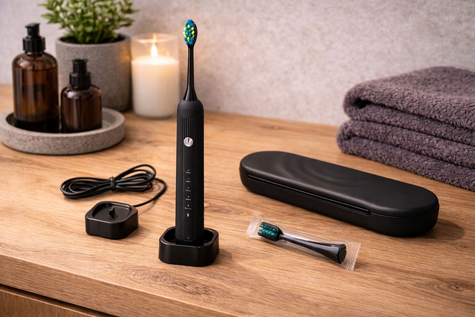 Sonic electric toothbrush Selvione EA228 5 modes IPX7 Induction Black 4 Heads Packaging status original