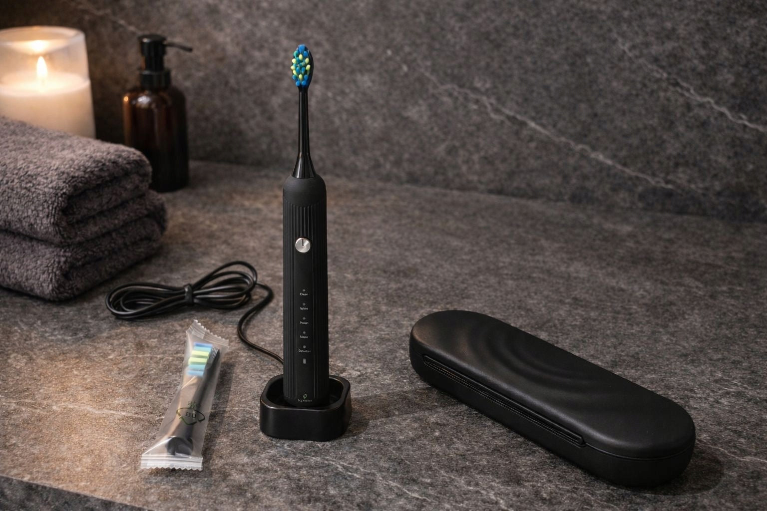 Sonic electric toothbrush Selvione EA228 5 modes IPX7 Induction Black 4 Heads