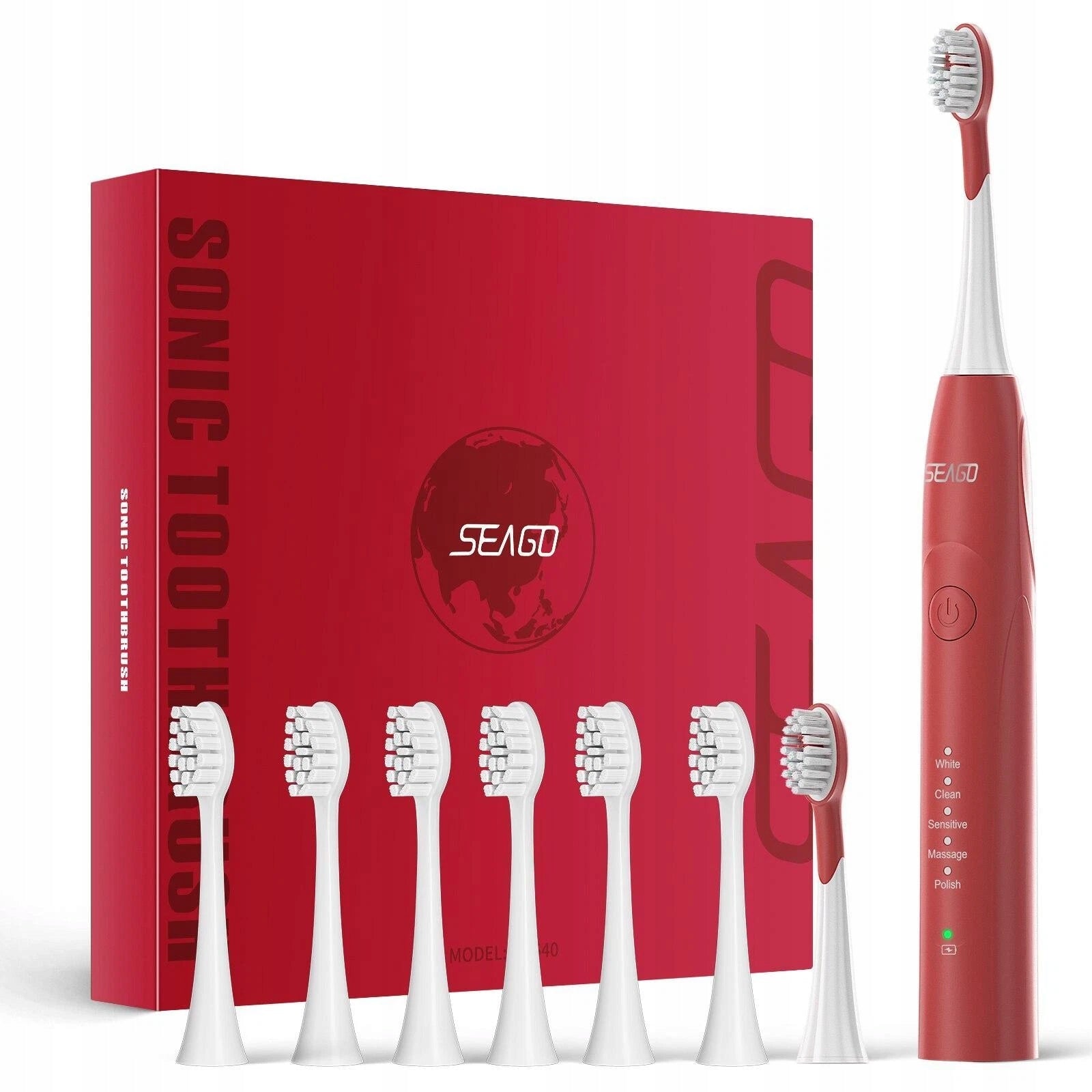 Sonic toothbrush 42000 VPN Seago SG-540 - red 8 tips
