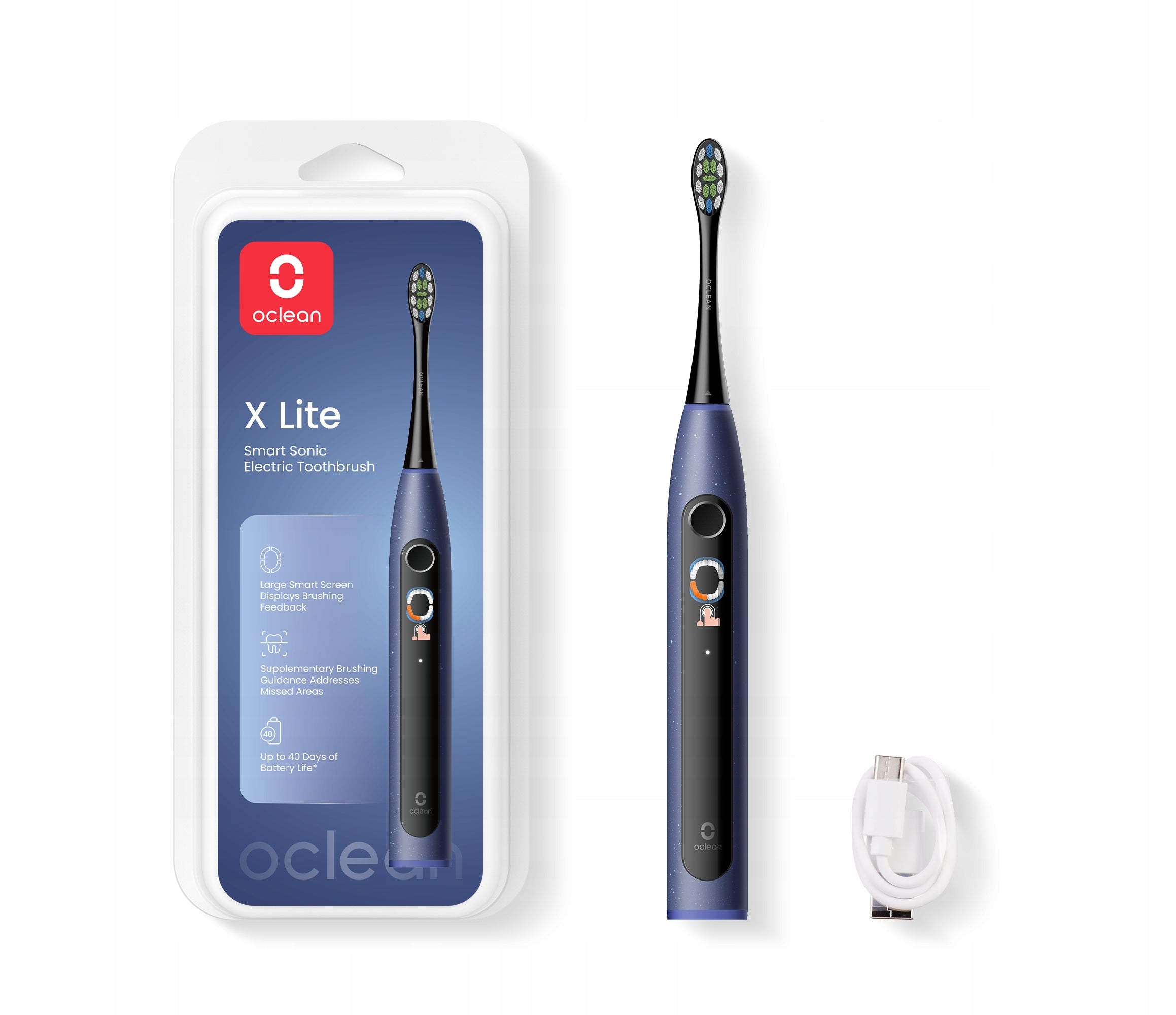 Sonic toothbrush Oclean X Lite set of 2 toothbrushes blue + white Manufacturer code C01000625_C01000624