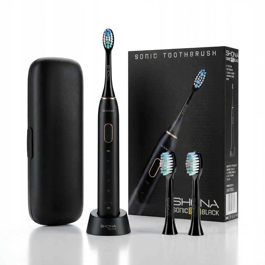 Sonic toothbrush SHONA PRO black (Etui, 2x tips, modes)