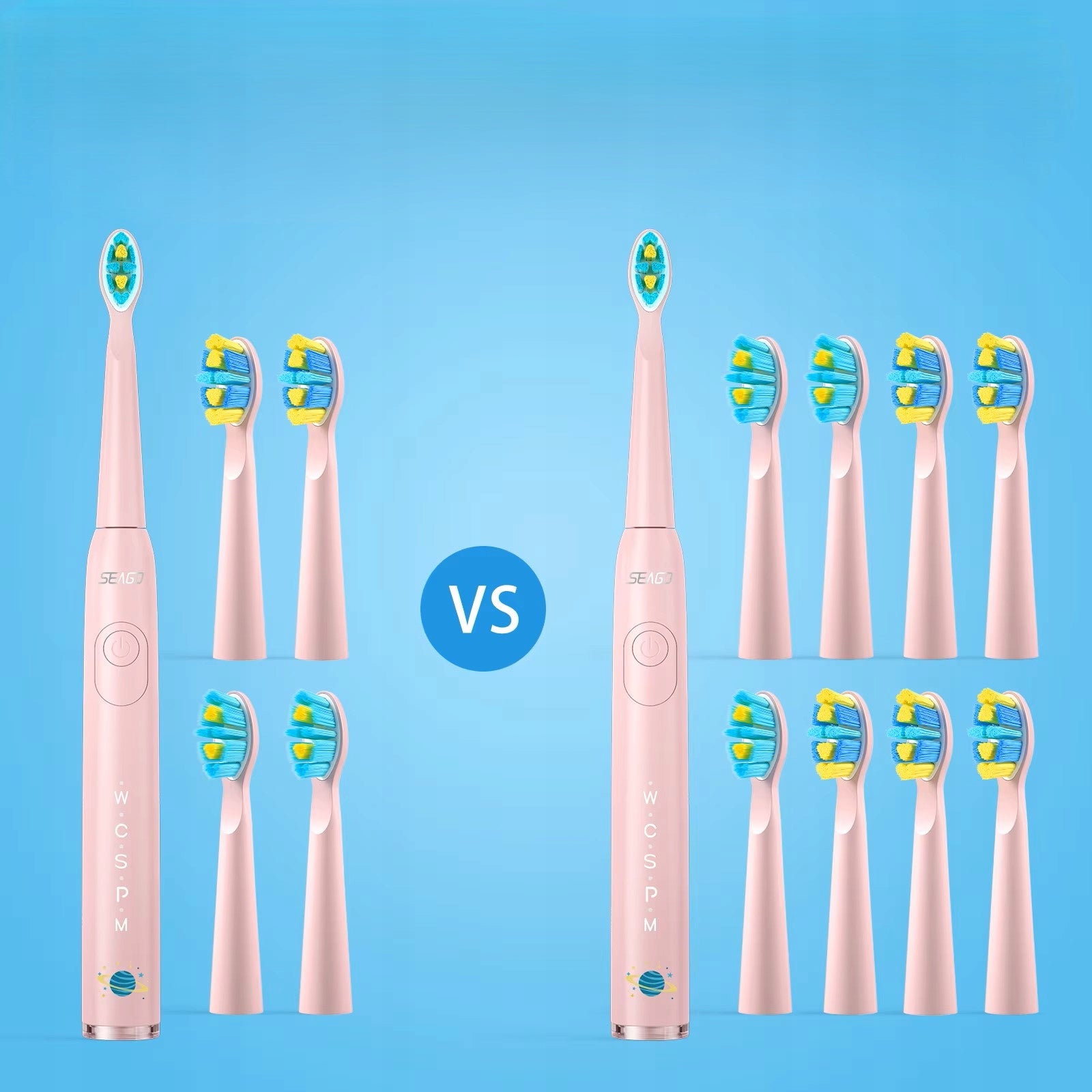 Sonic toothbrush for children 6-12 years old, SEAGO SG-2303 - pink - 8 heads Packaging status original