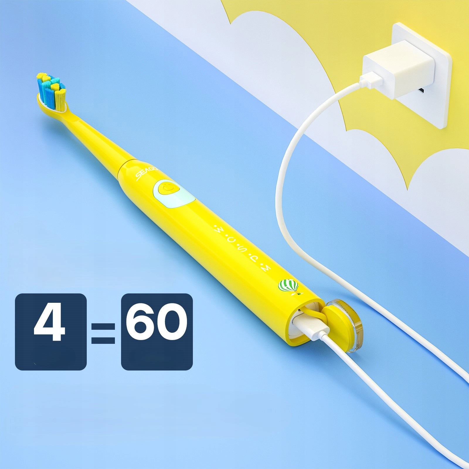 Sonic toothbrush for children 6-12 years old, rechargeable SEAGO SG-2303 - yellow 8 Medical device no