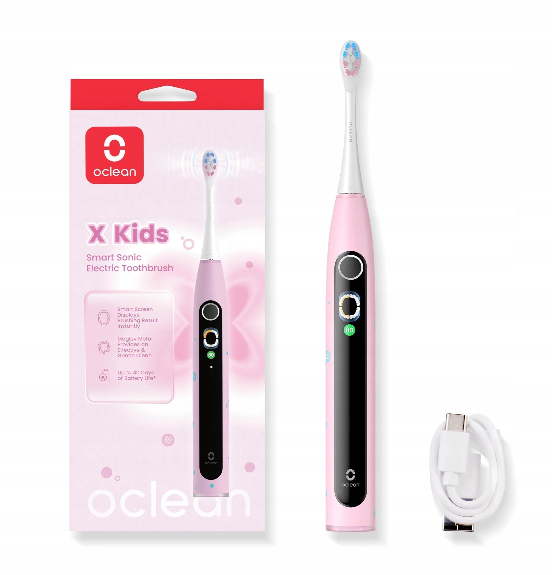 Sonic toothbrush for children Oclean X Kids pink 5 programs report