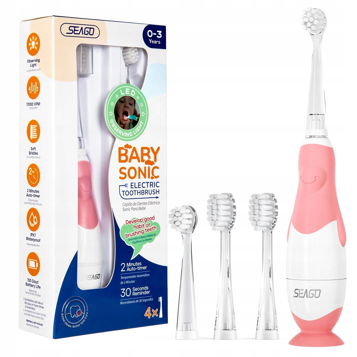 Sonic toothbrush for children Seago SG-513 pink