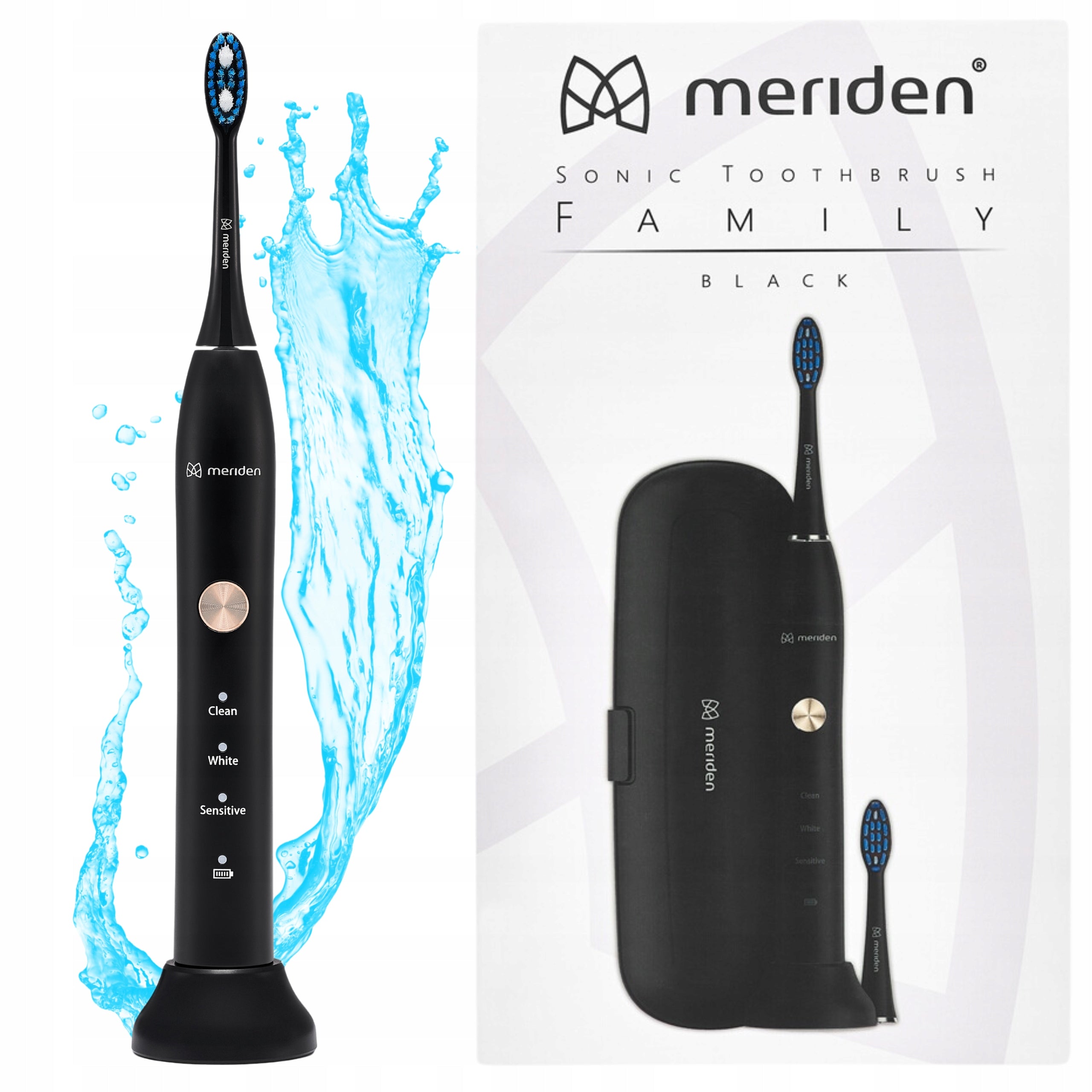 Sonic toothbrush for teeth Black MERIDEN SONIC FAMILY 96 000 vibrations/min