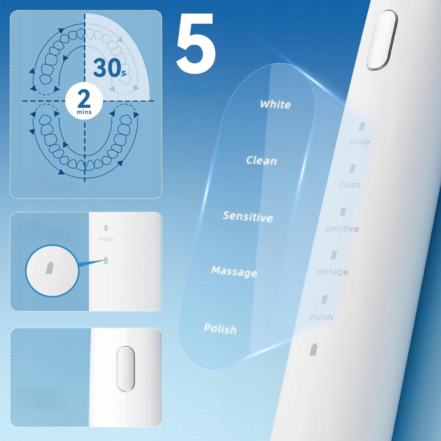 Sonic toothbrush with 8 tips 40000 VPN white Seago SG-2782 Packaging status original