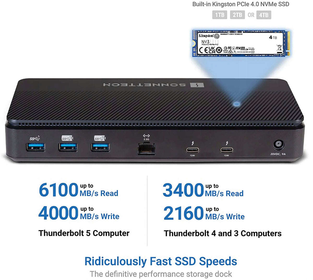 Sonnet Echo 13 Thunderbolt 5 SSD Dock - 4TB 80Gb/s 2.5GbE SD 2x8K PD 140W EAN (GTIN) 5904917097953