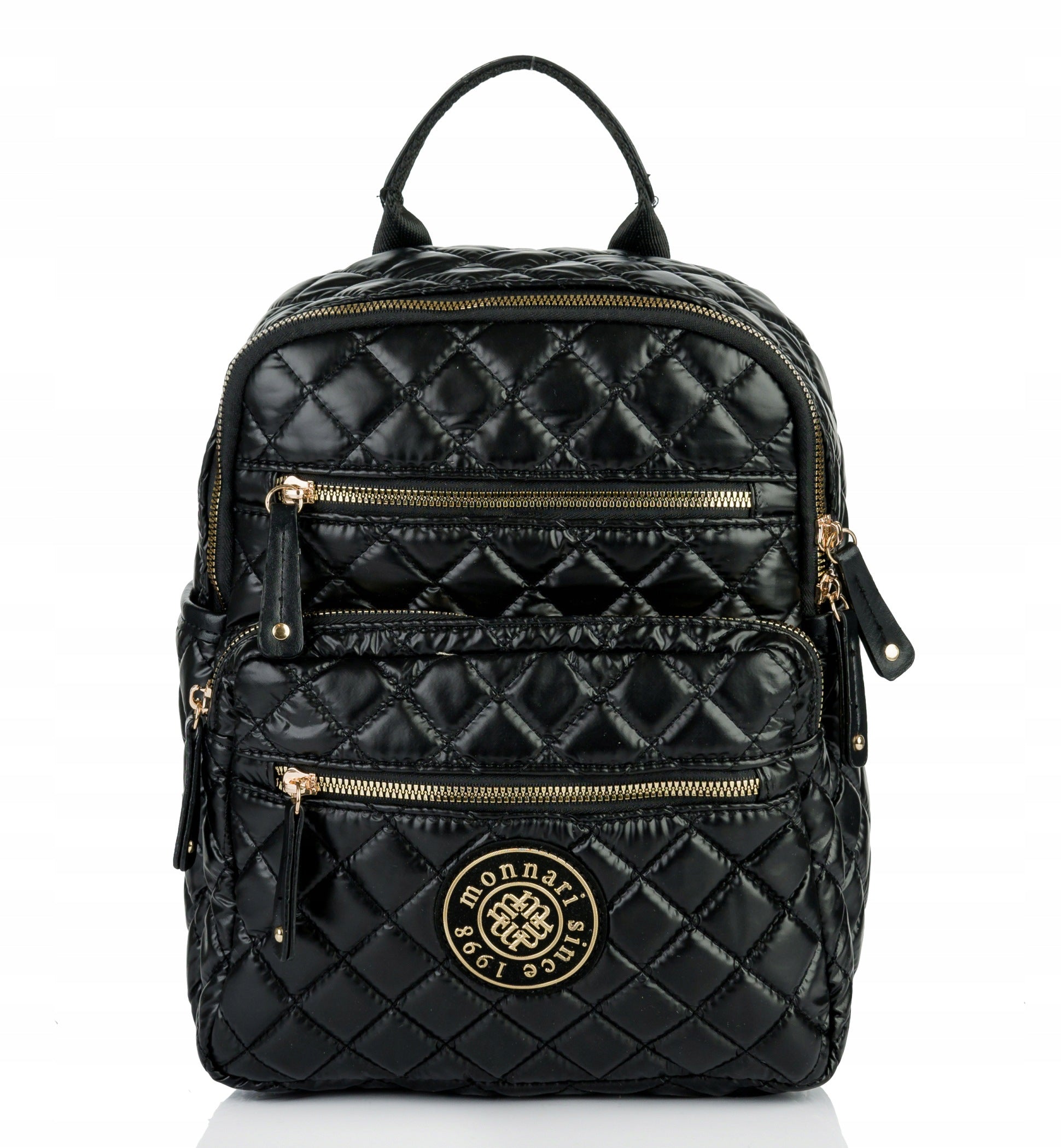 Spacious Women's Backpack MONNARI Urban Black Logo For School Work Quilted Brand Monnari