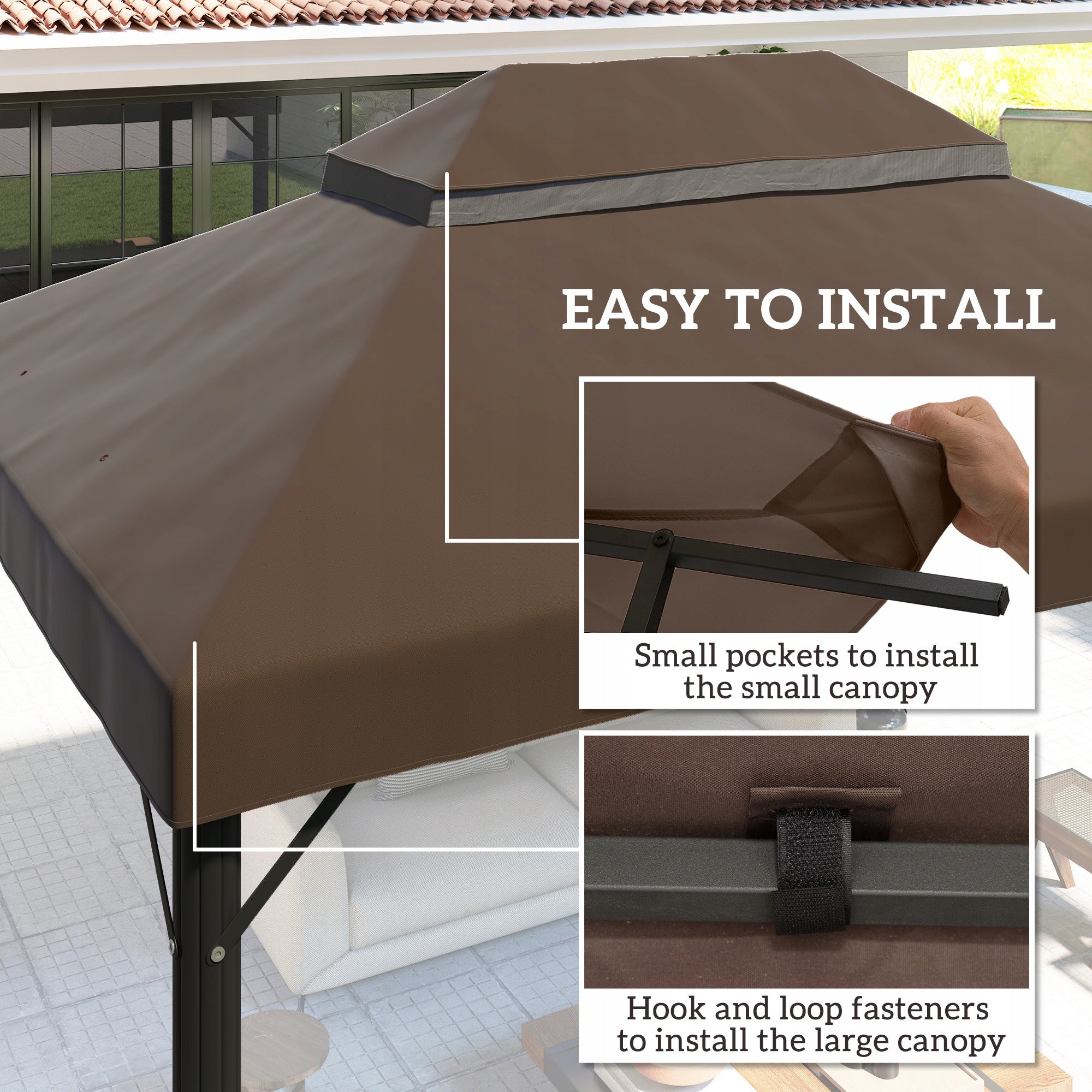 Spare Roof for Garden Pavilion 3x4m Waterproof Plating Manufacturer Outsunny