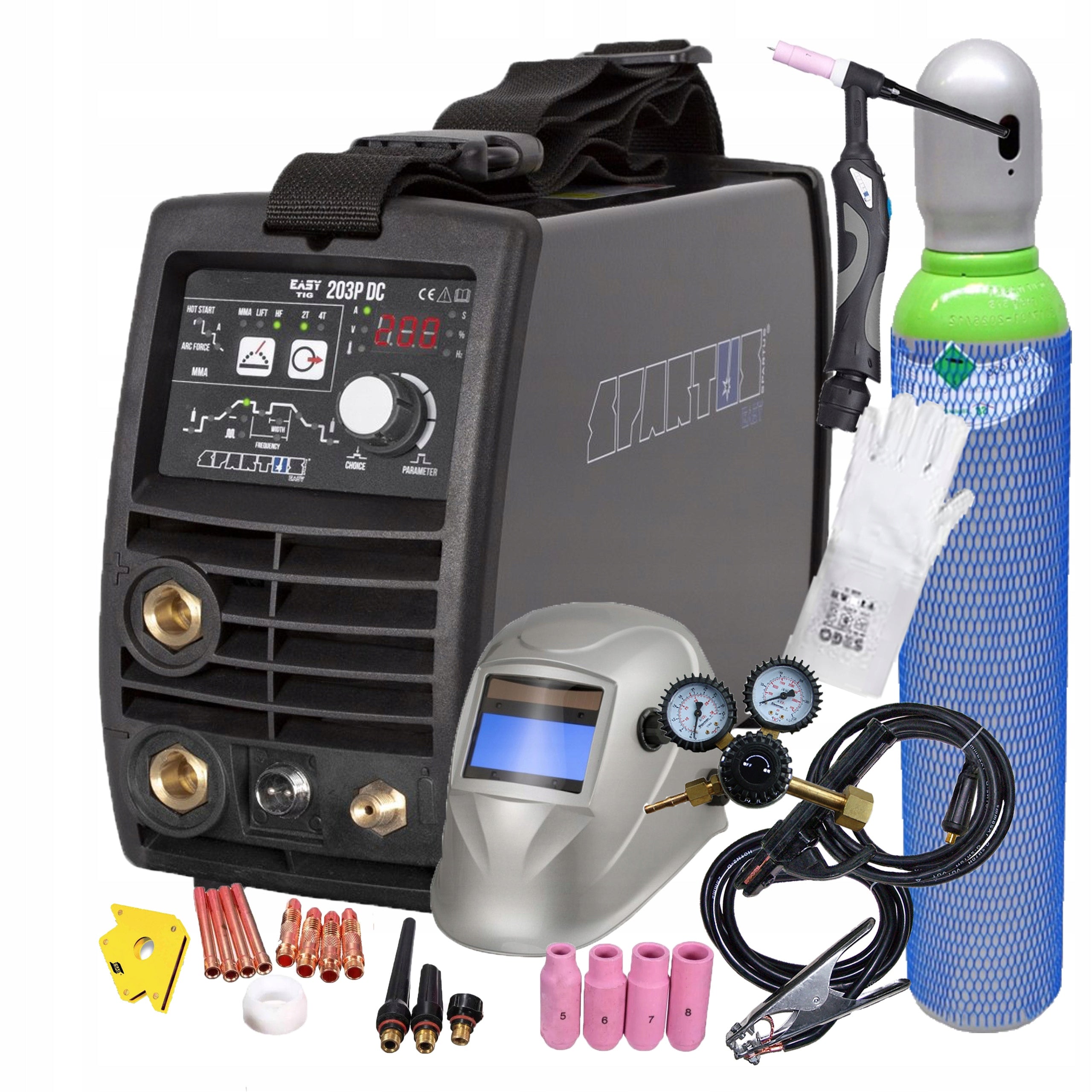 Spartus EasyTIG 203P DC welder with TIG handle + inox accessories Set