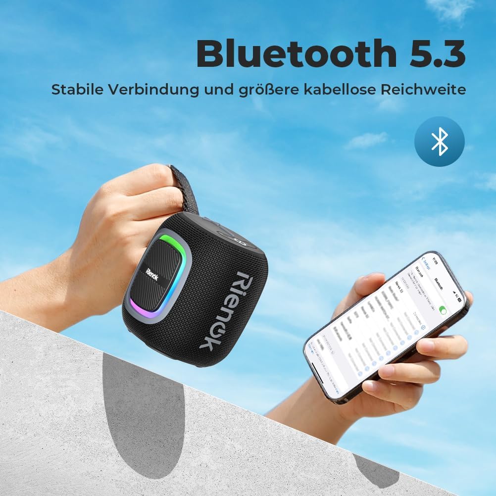 Speaker Portable Bluetooth FM Radio AUX TF MIC USB Waterproof Rienok S2 Manufacturer code S2