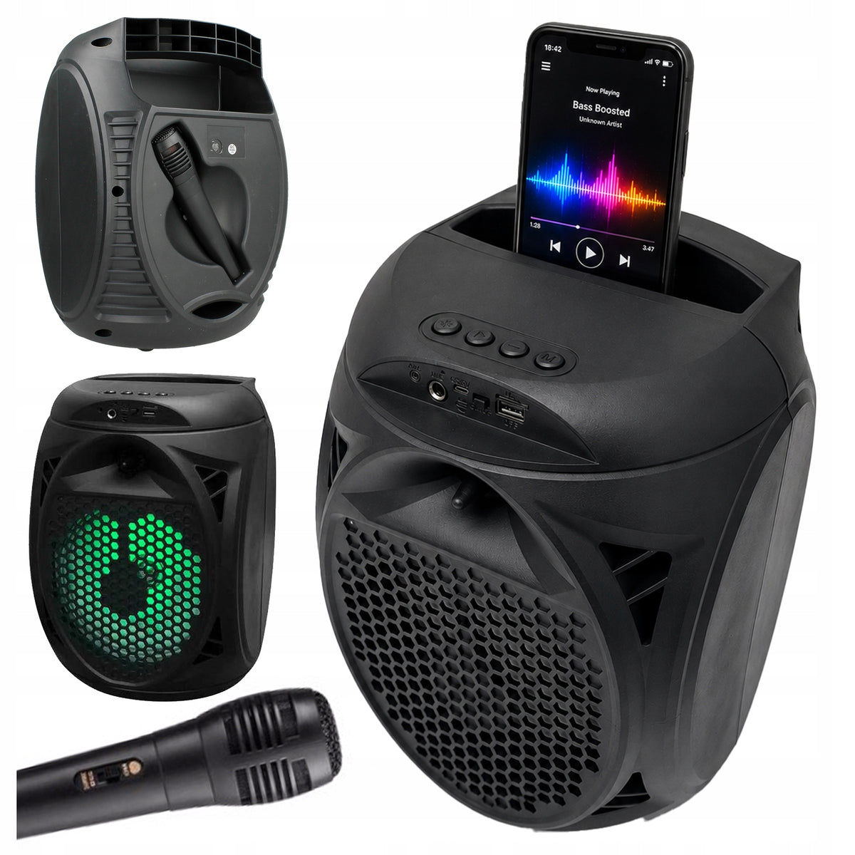 Speaker Portable Bluetooth Wireless Karaoke FM Radio AUX + Microphone