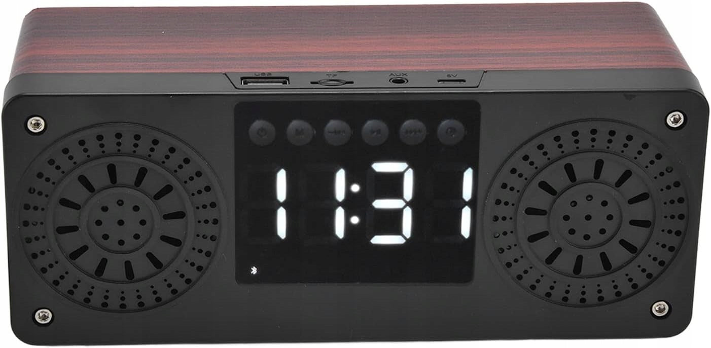 Speaker Red Dual Speaker With Digital Clock And Wooden Brand no brand