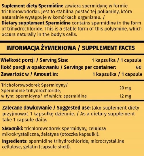 Spermidine Tri 20 mg Memory Brain Youth Heart Immunity Brand no brand