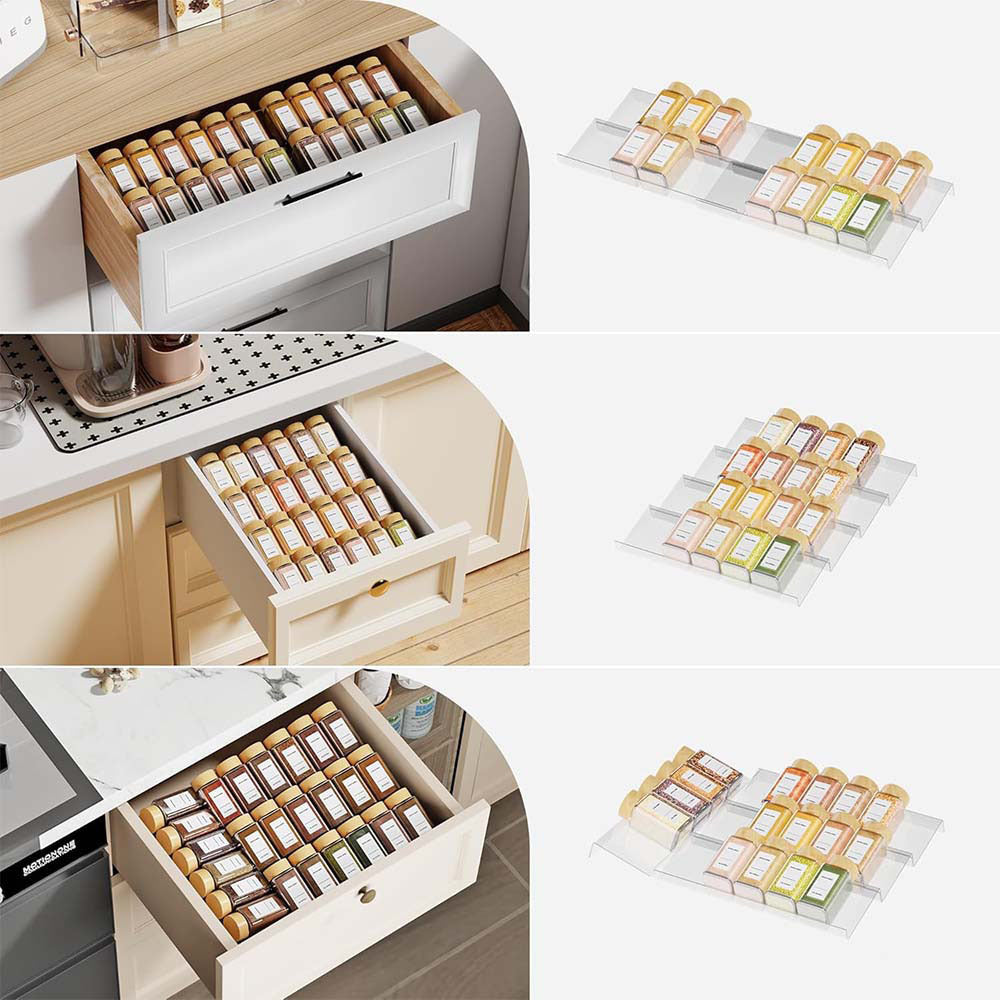 Spice Drawer Organizer, Clear, Adjustable Kind drawer organizer