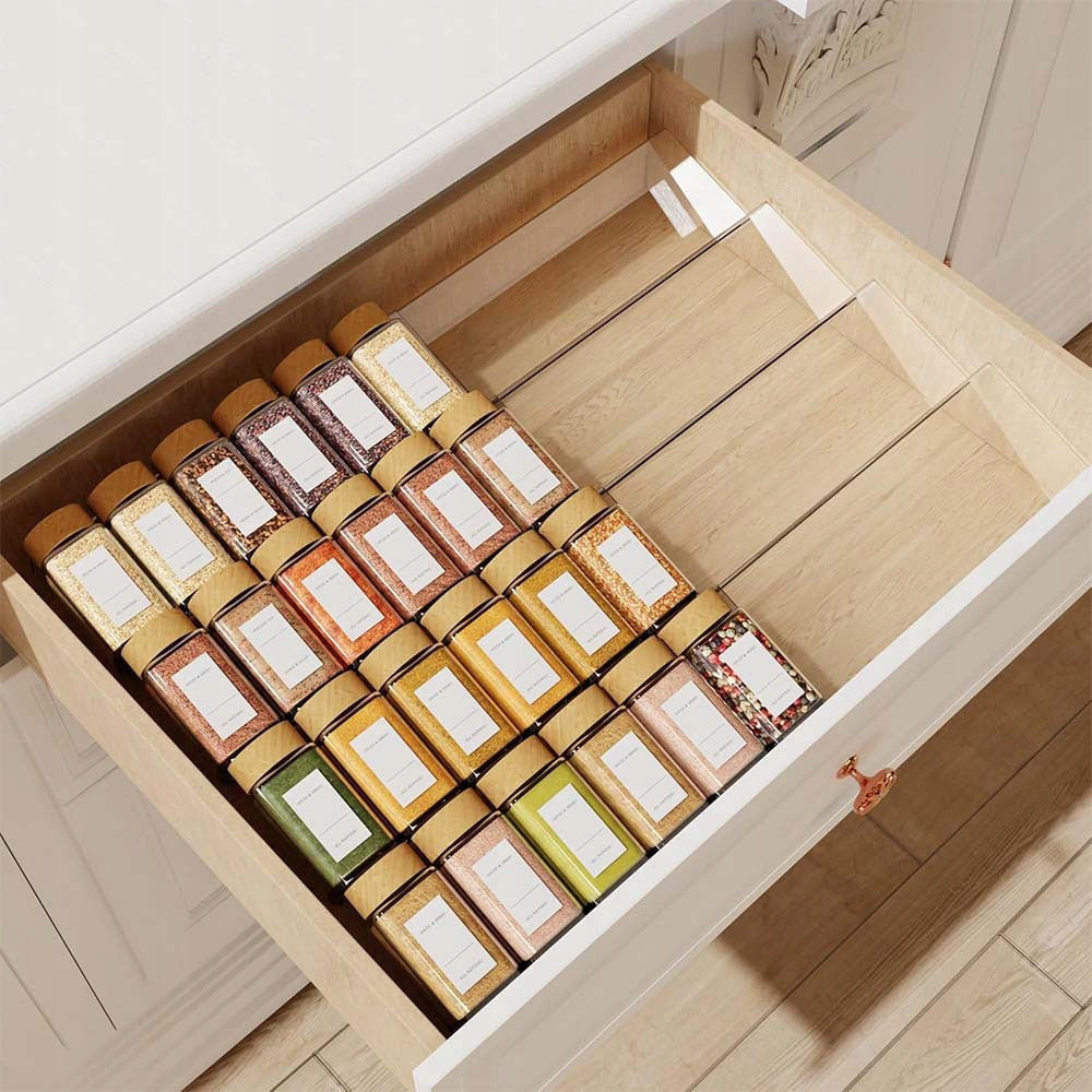 Spice Drawer Organizer, Clear, Adjustable