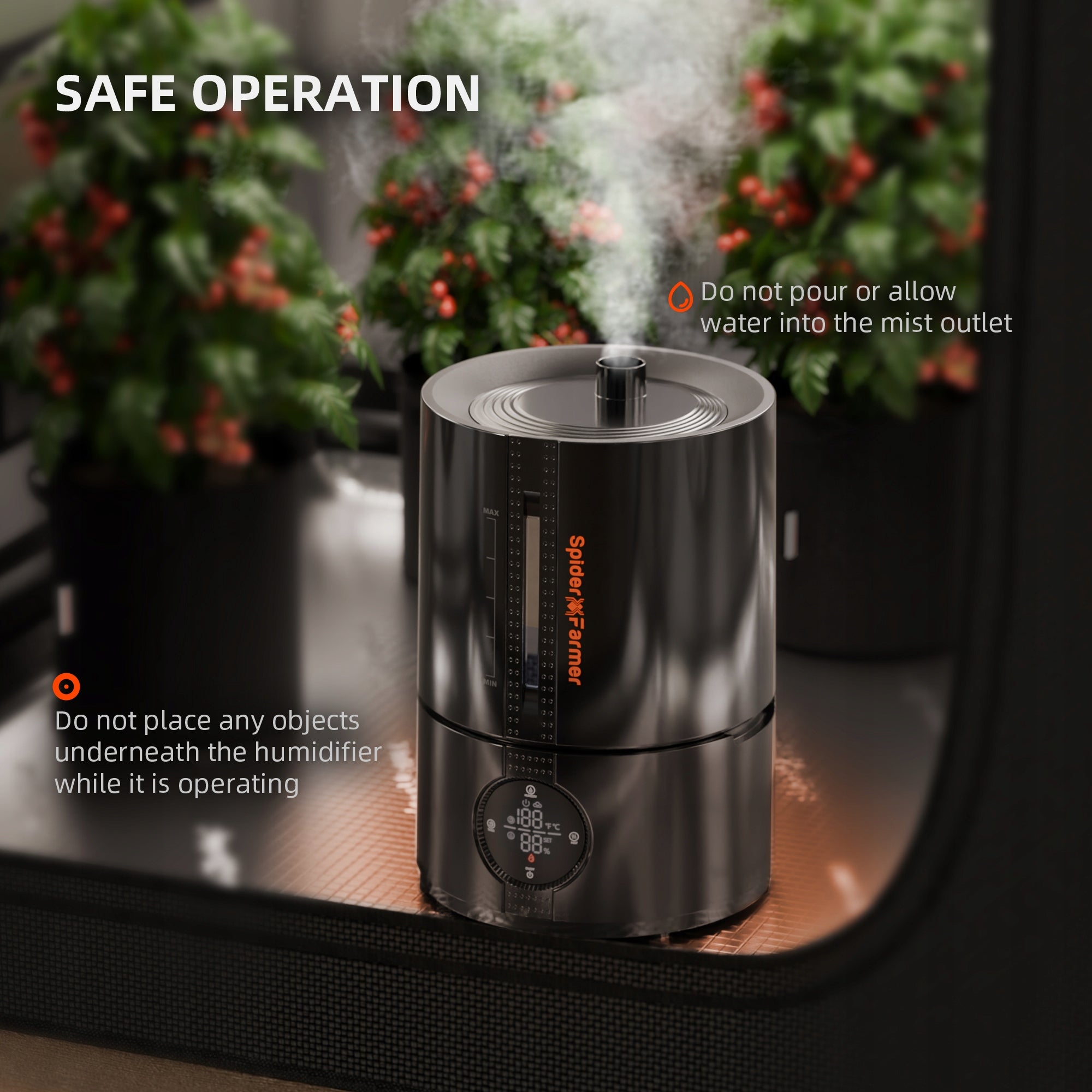 Spider Farmer 5L Air Humidifier Ultrasonic Cool Mist with RJ12 Cable Water tank capacity 5 l