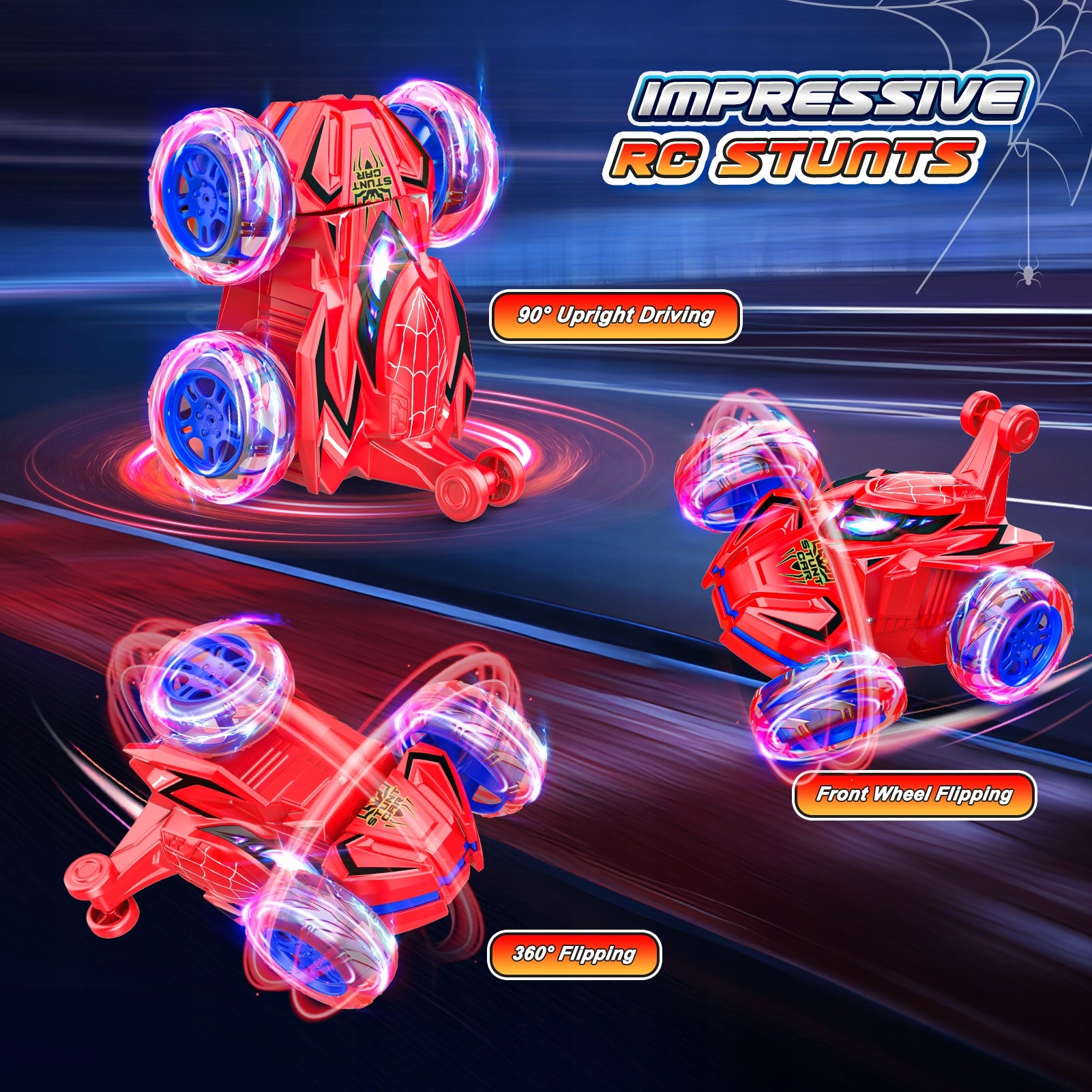 Spider Stunt Off-Road Car, with LED and 2,4 GHz Gifts for Boys EAN (GTIN) 0739319042165