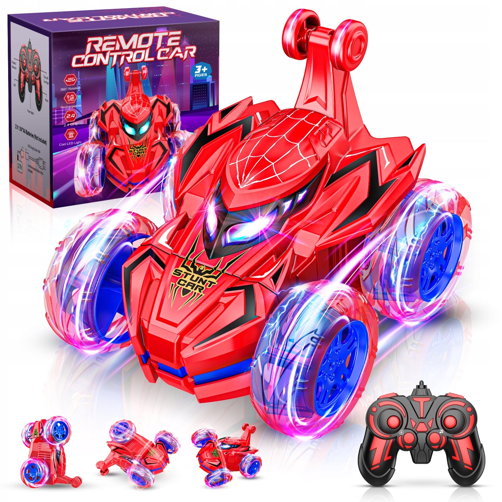 Spider Stunt Off-Road Car, with LED and 2,4 GHz Gifts for Boys