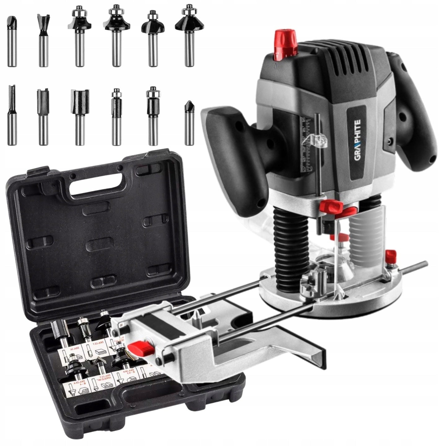 Spindle milling machine 1300W + Cutters 12 pcs. SLEEVES 6-8-12mm GRAPHITE