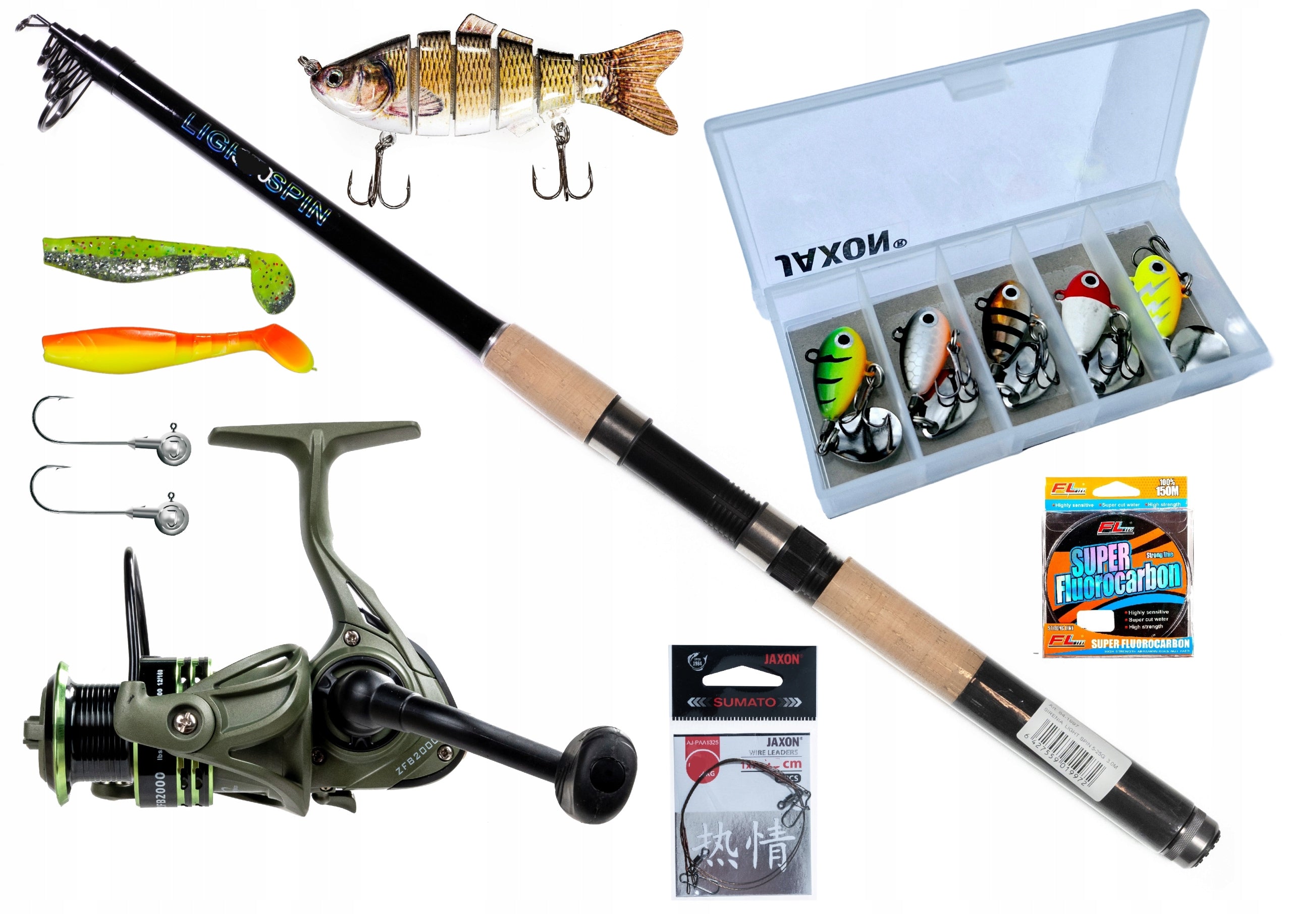 Spinning Fishing Set Complete Set Hoof Fishing Line Head Wobbler