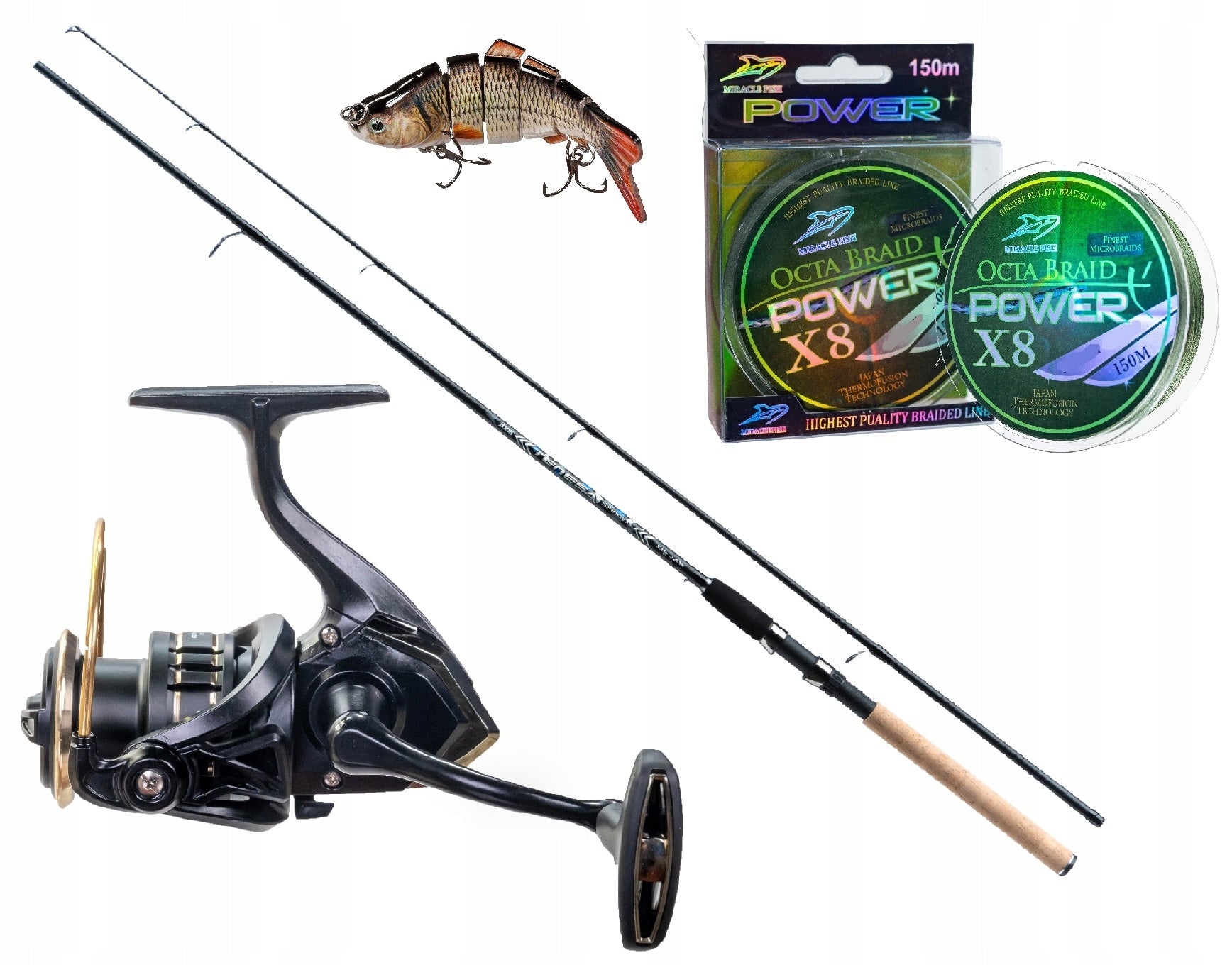 Spinning Rod Set Jaxon for Pike Reel Wobbler Braid