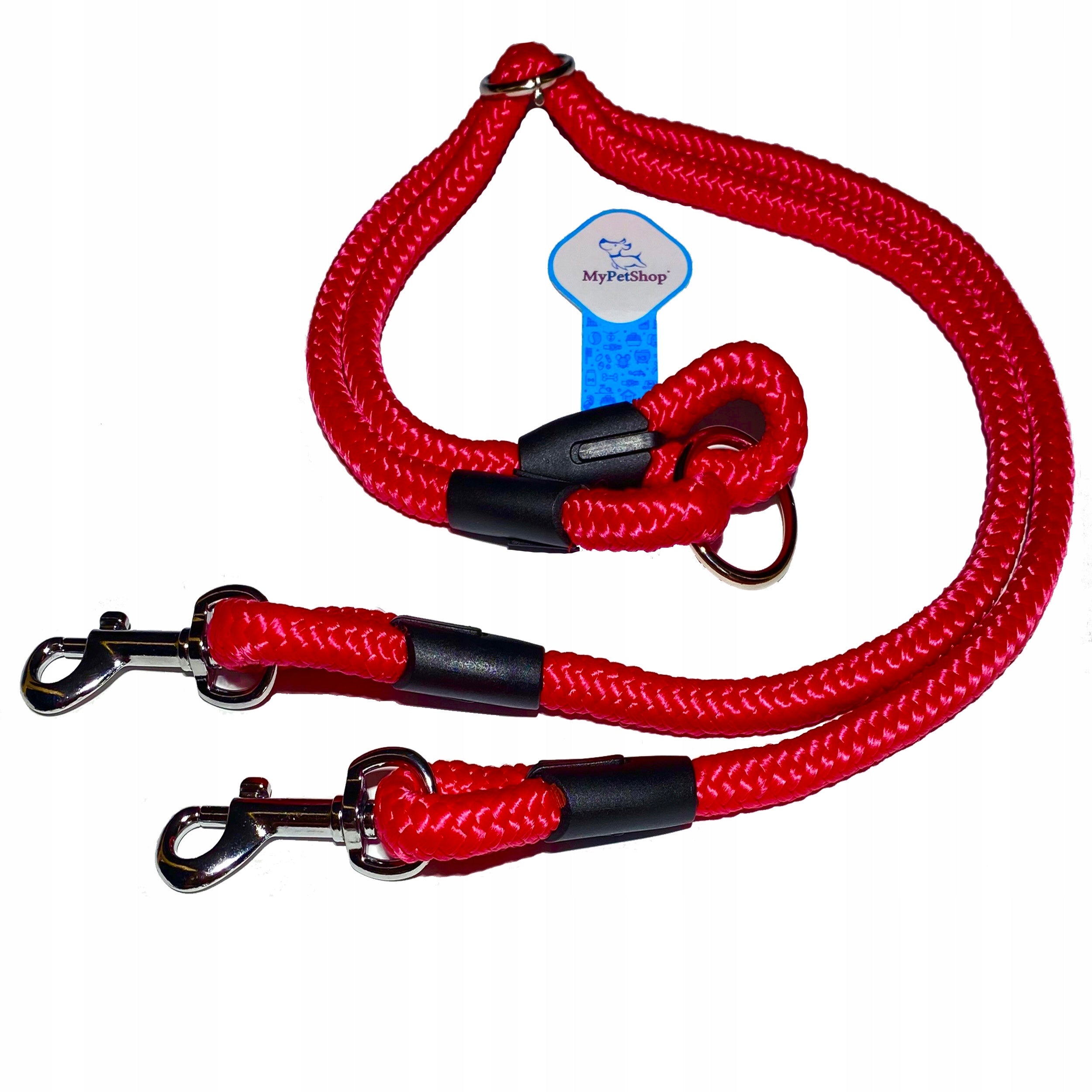 Splitter Double for two Dogs Length 100 cm Smooth Adjustment Rope Fi 10 Maximum leash length 1 m