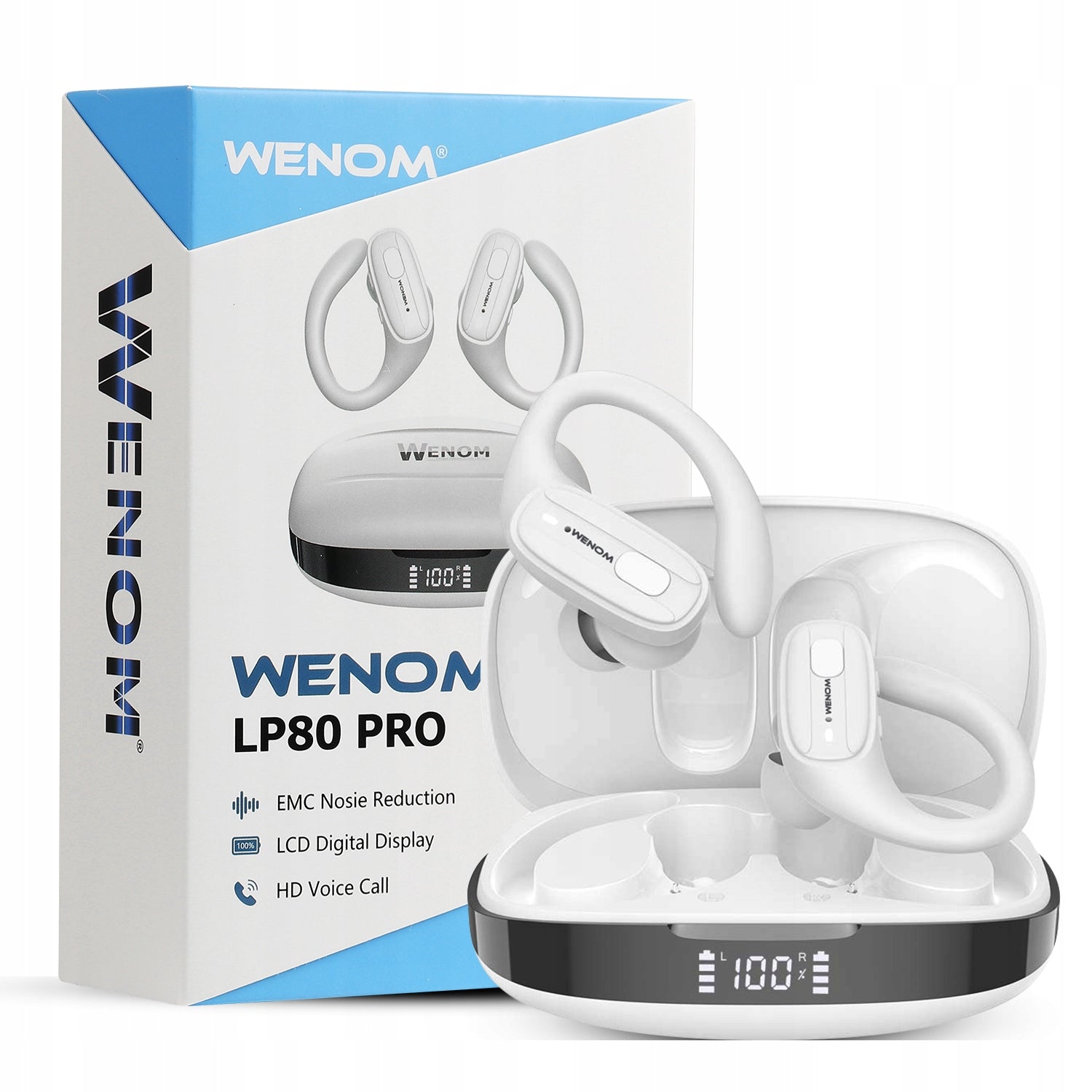 Sport Headphones LP-80 Bluetooth 5.3 PRO bass Wireless Talking White Packaging status original
