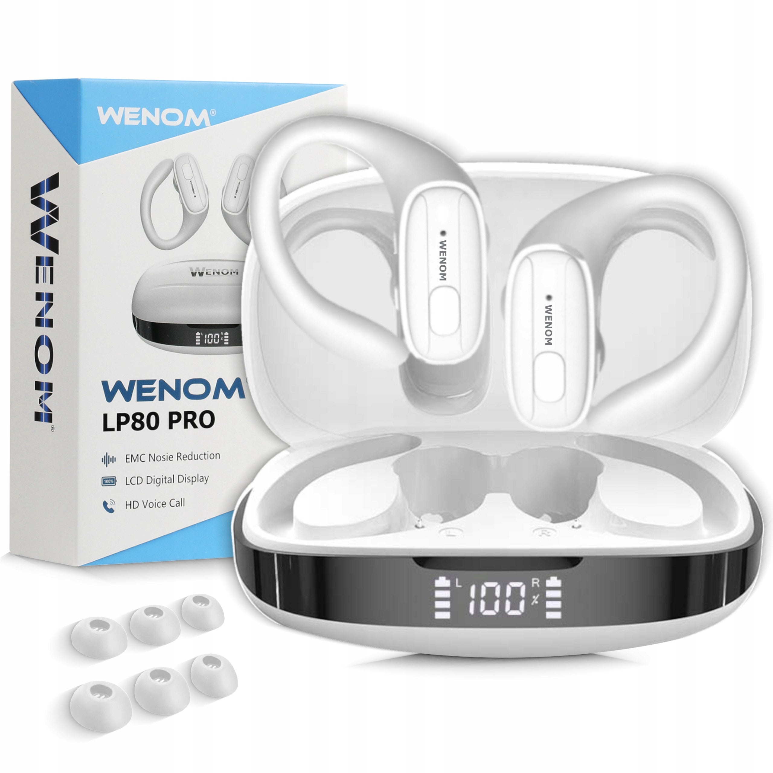 Sport Headphones LP-80 Bluetooth 5.3 PRO bass Wireless Talking White