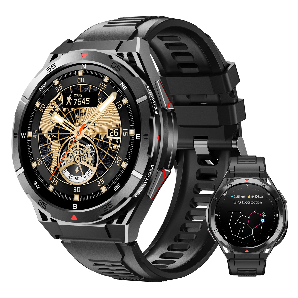 Sport Smartwatch, Bluetooth Calls,GPS, 5ATM,Heart Rate Monitor, Pedometer