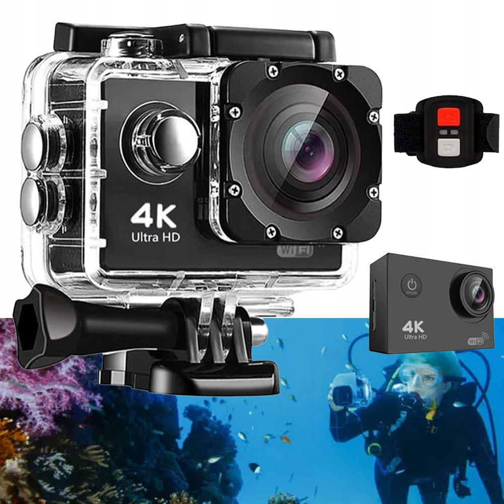 Sports 4K WiFi Camera Waterproof For Outdoor Sports Black
