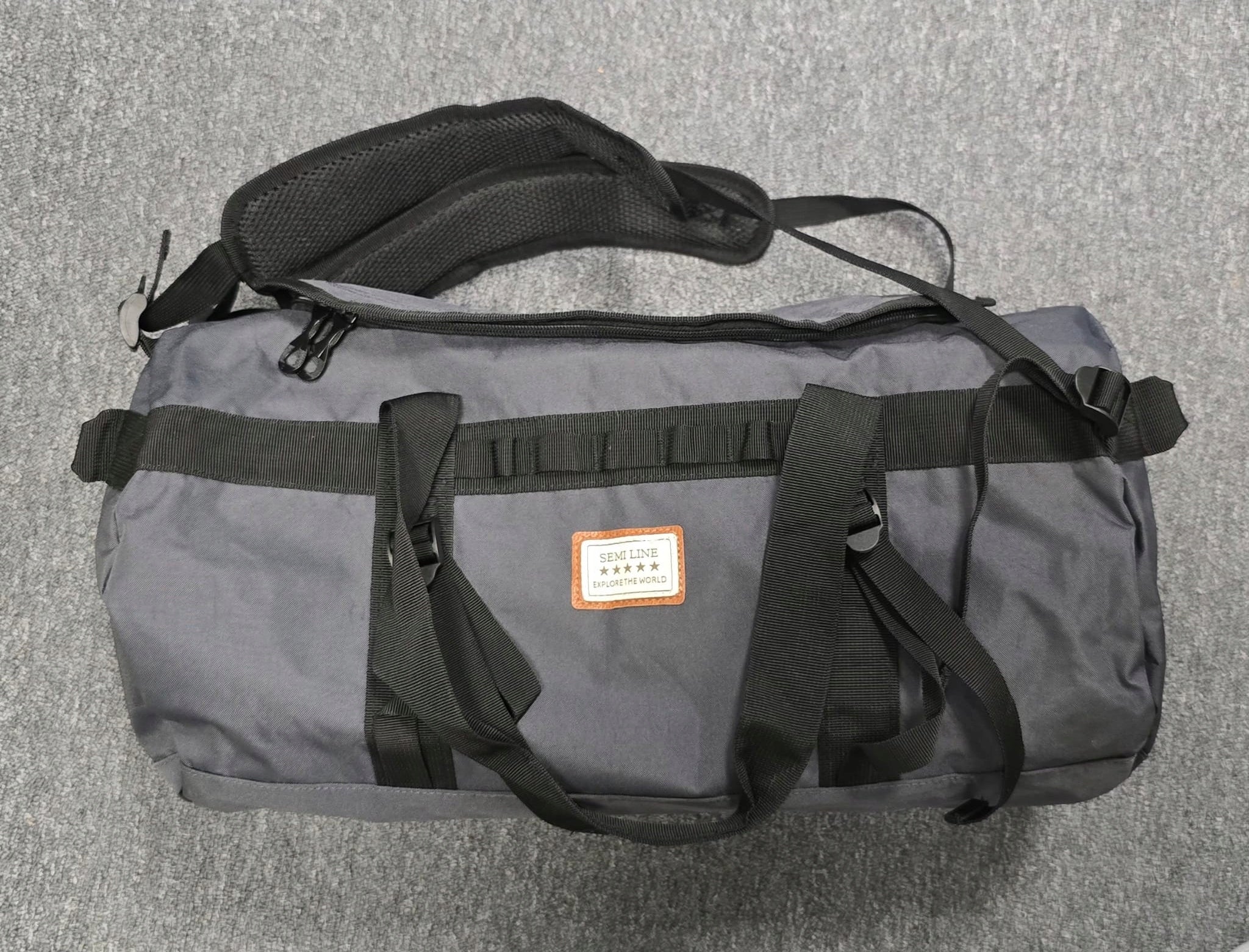 Sports Bag Semi Line with Backpack Function 49x27x27 for swimming pool gym vacation Color black