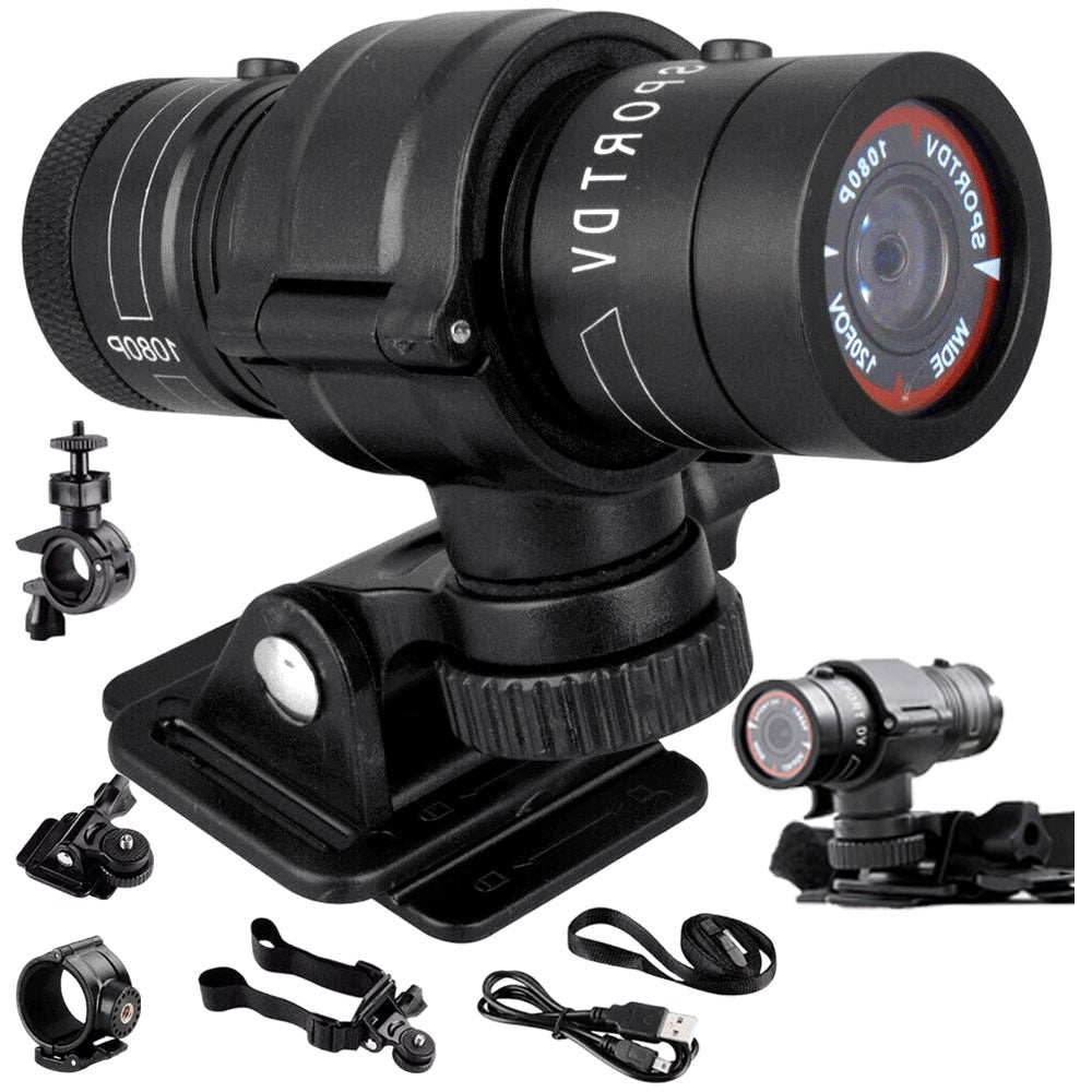 Sports Camera 1080P Black Metal 120° Waterproof For Bike With Handles