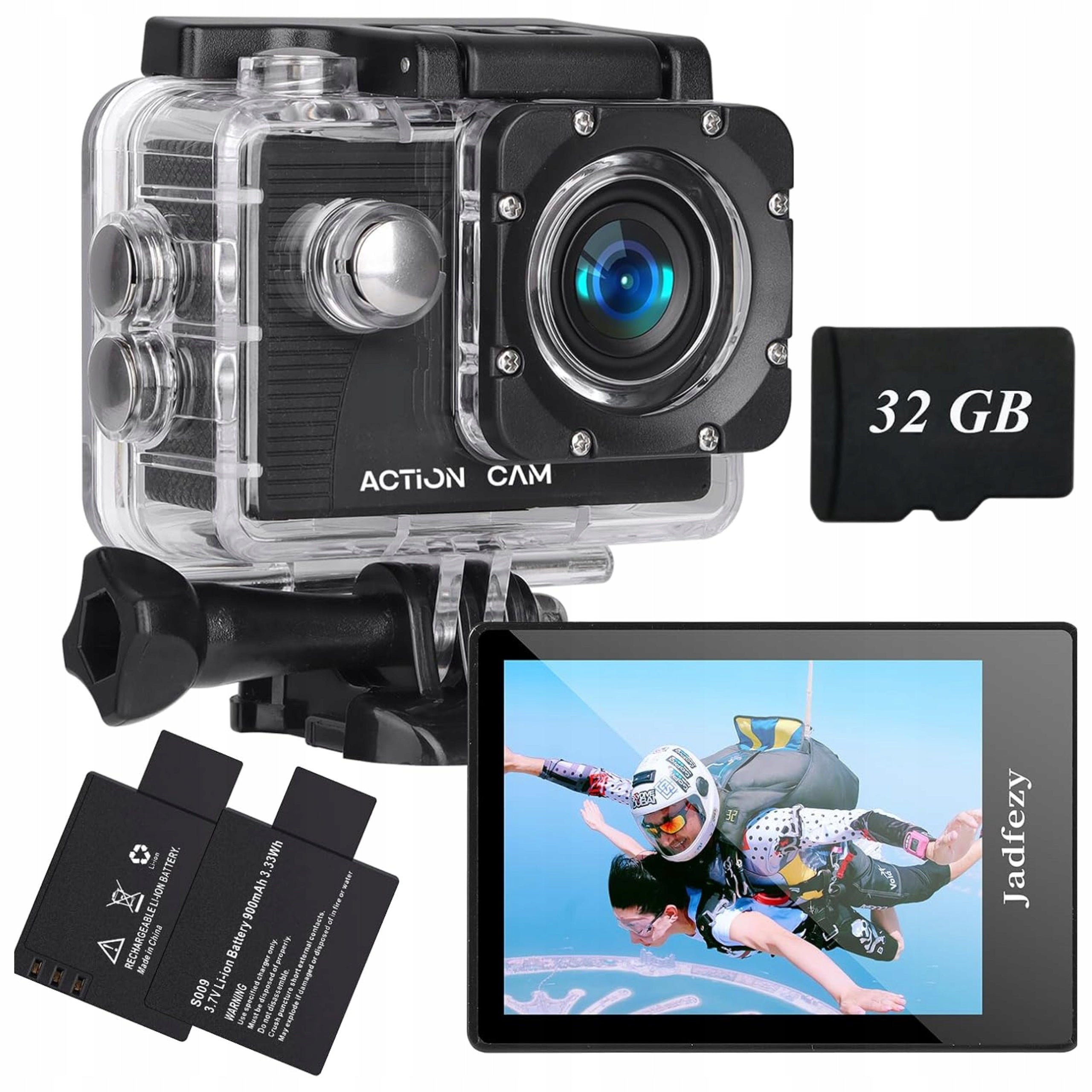 Sports Camera 1080p Full HD Water Resistance 2 Batteries +Accessories +Memory Card