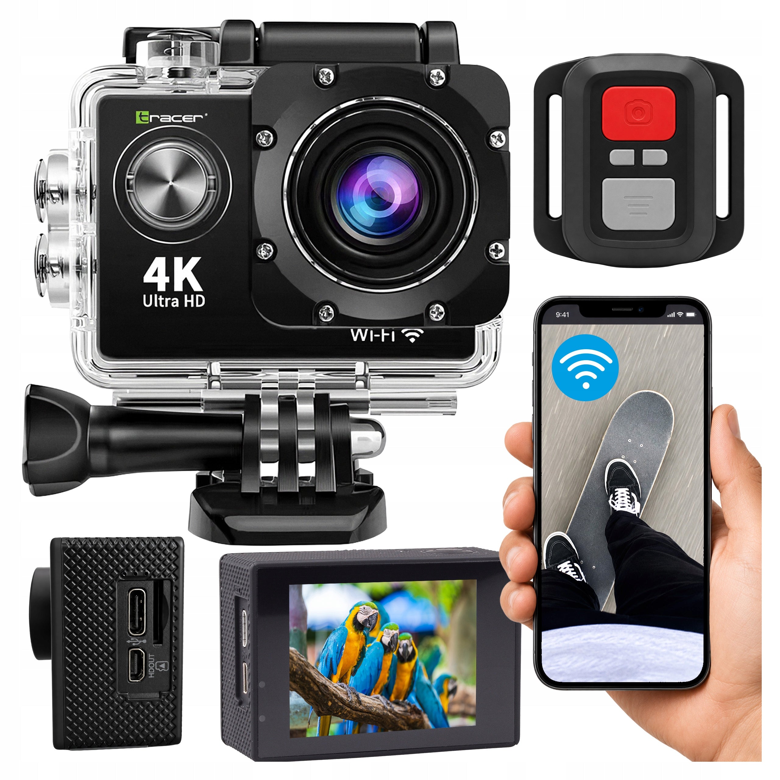 Sports Camera 4K Wifi USB Microphone Waterproof Accessory Kit