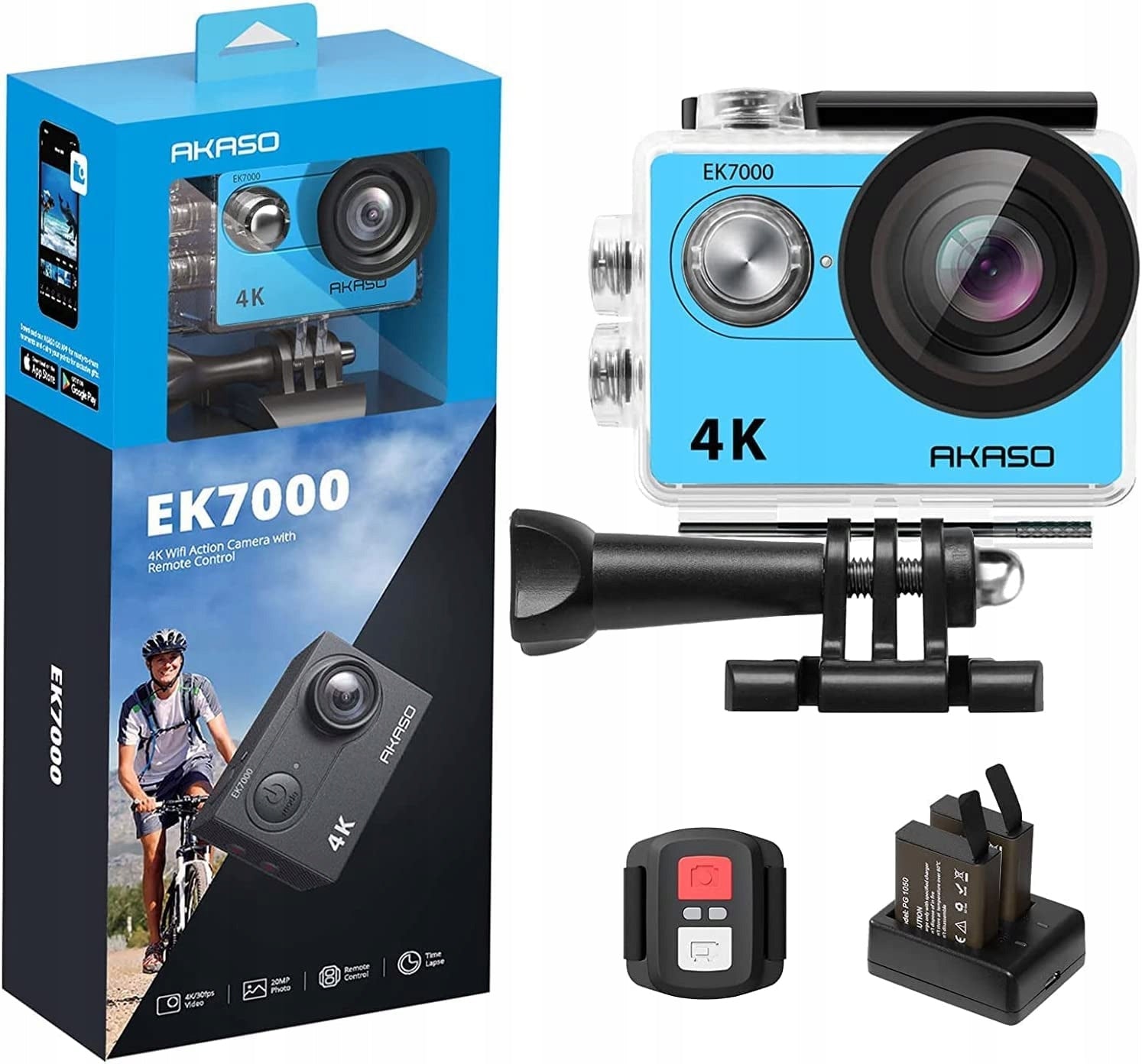 Sports Camera Akaso EK7000 4K 30FPS 170° 20MP WiFi Waterproof Blue